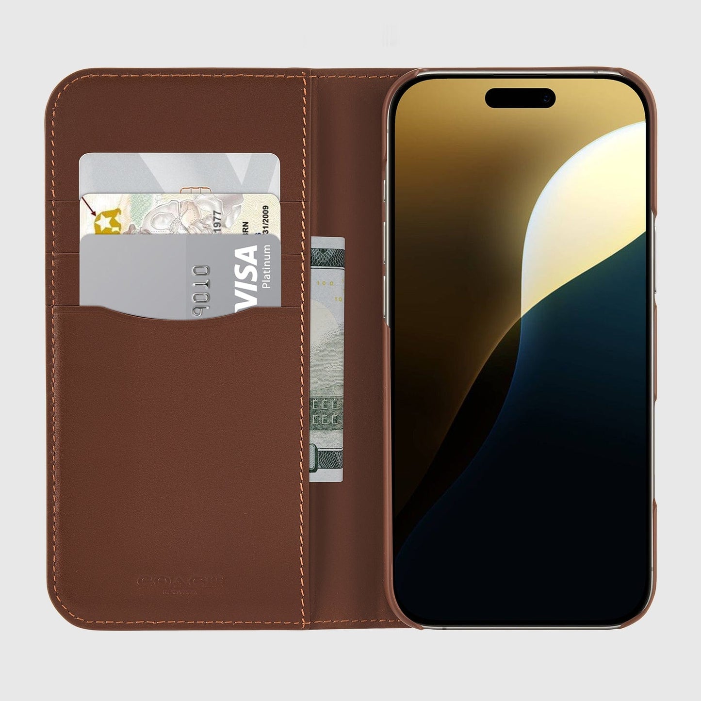Coach Leather Folio Hazelnut - iPhone 16 Pro Max
