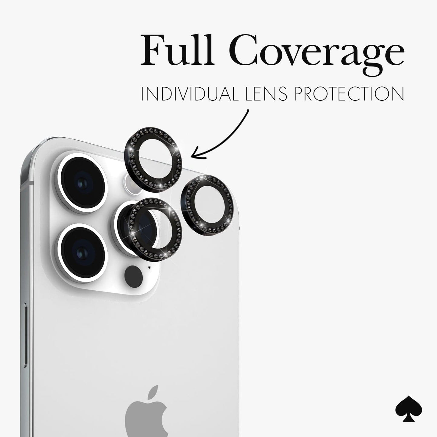 kate spade new york Aluminum Ring Camera Lens Protector Set in Stone Nightfall - iPhone 15 Pro / Pro Max