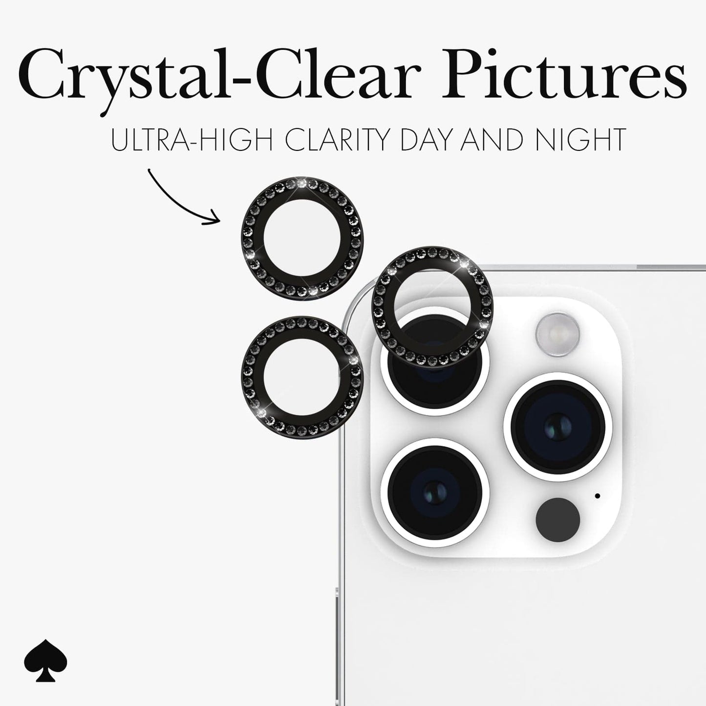 kate spade new york Aluminum Ring Camera Lens Protector Set in Stone Nightfall - iPhone 15 Pro / Pro Max