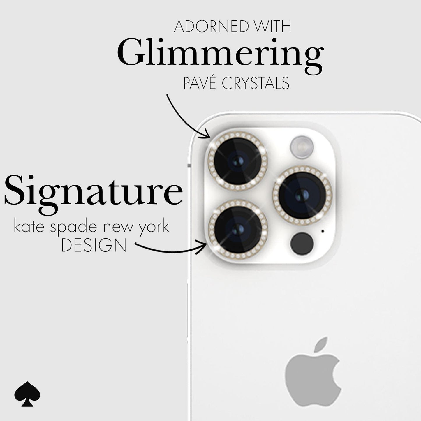 kate spade new york Aluminum Ring Camera Lens Protector Set in Stone Gold - iPhone 15 Pro / Pro Max