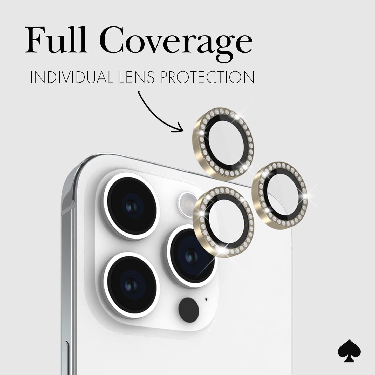 kate spade new york Aluminum Ring Camera Lens Protector Set in Stone Gold - iPhone 15 Pro / Pro Max