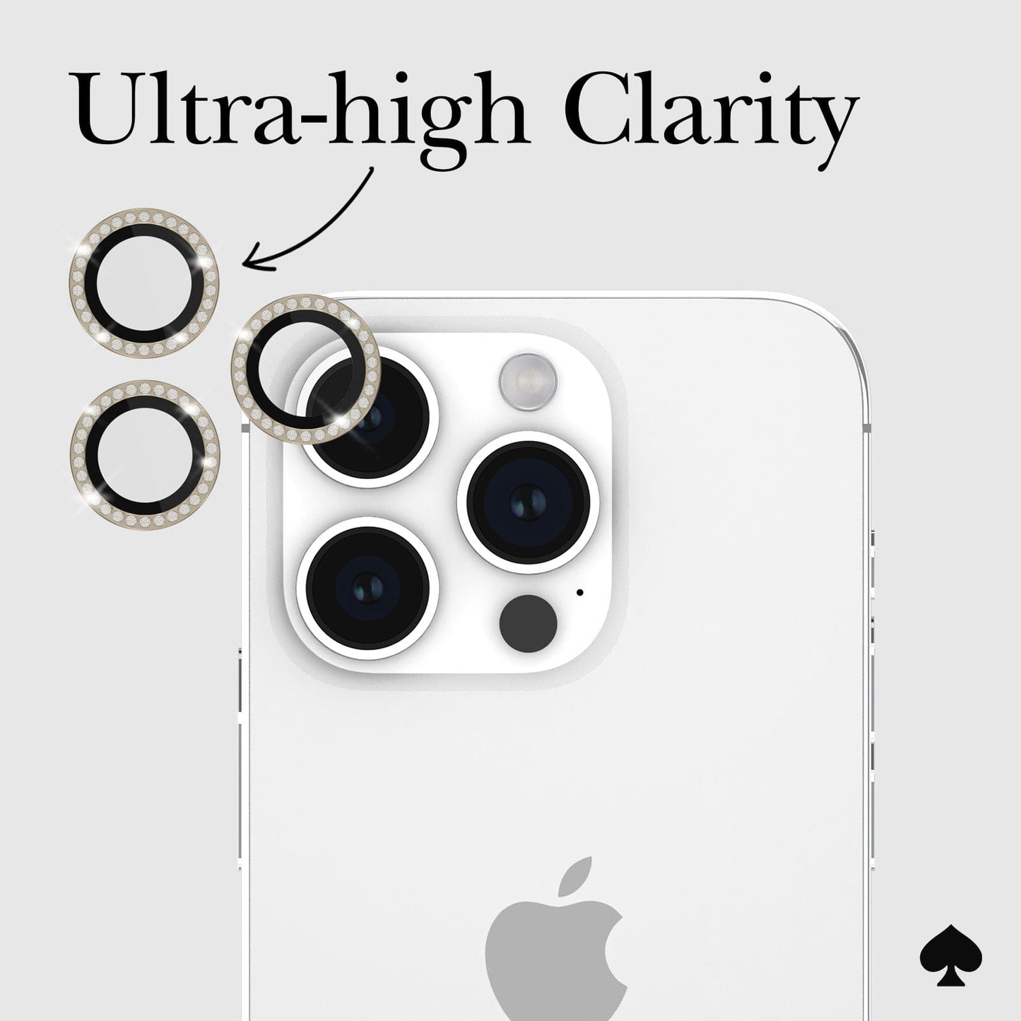 kate spade new york Aluminum Ring Camera Lens Protector Set in Stone Gold - iPhone 15 Pro / Pro Max