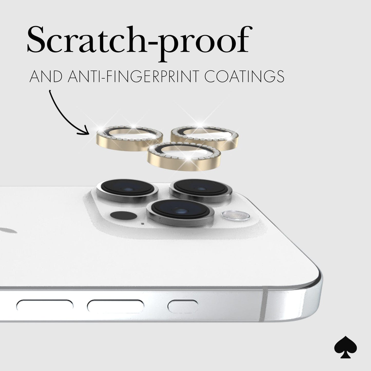 kate spade new york Aluminum Ring Camera Lens Protector Set in Stone Gold - iPhone 15 Pro / Pro Max