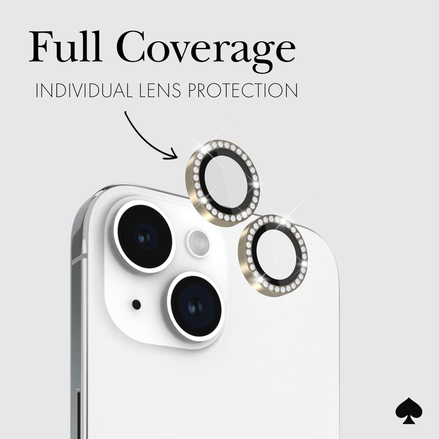 kate spade new york Aluminum Ring Camera Lens Protector Set in Stone Gold - iPhone 15 / 15 Plus