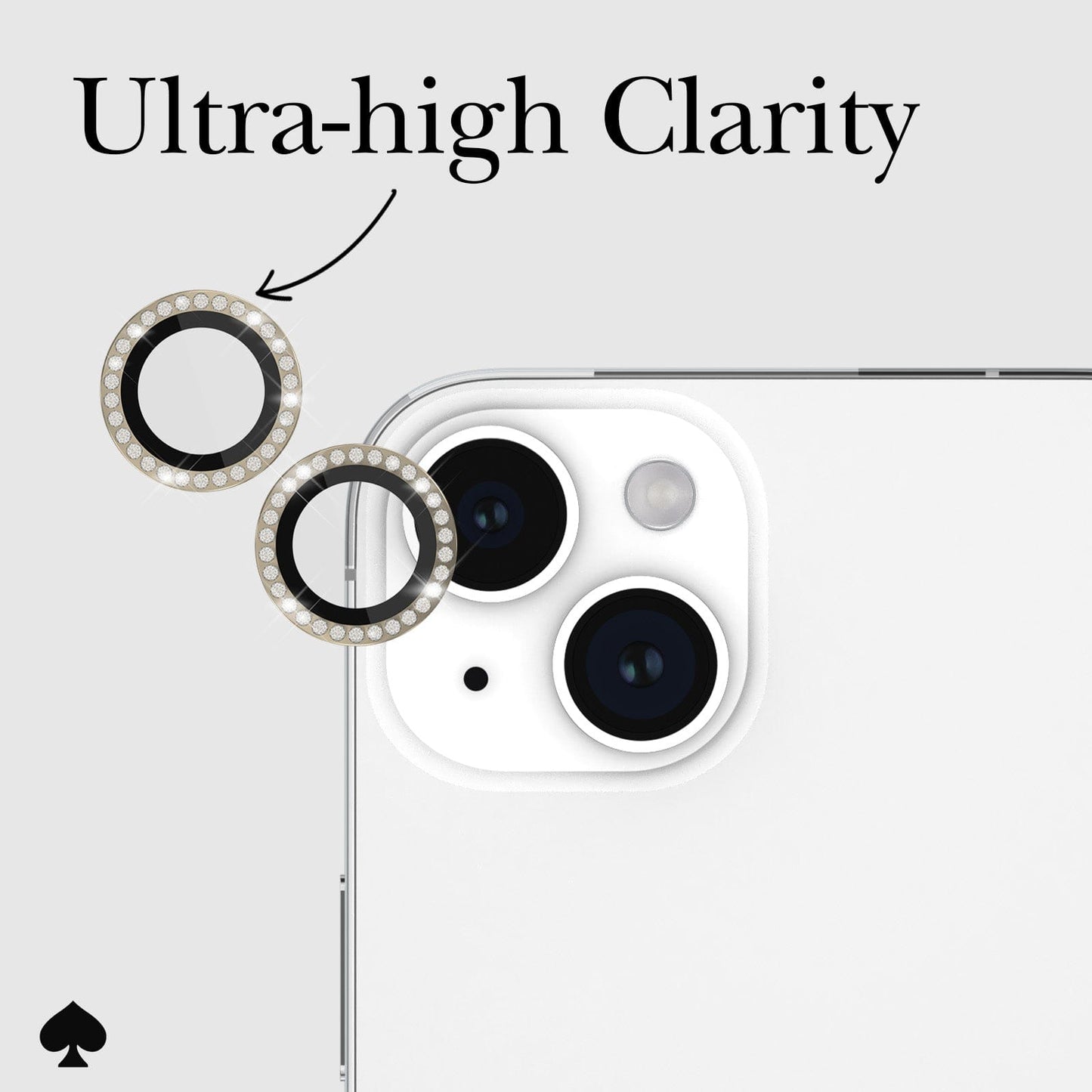 kate spade new york Aluminum Ring Camera Lens Protector Set in Stone Gold - iPhone 15 / 15 Plus