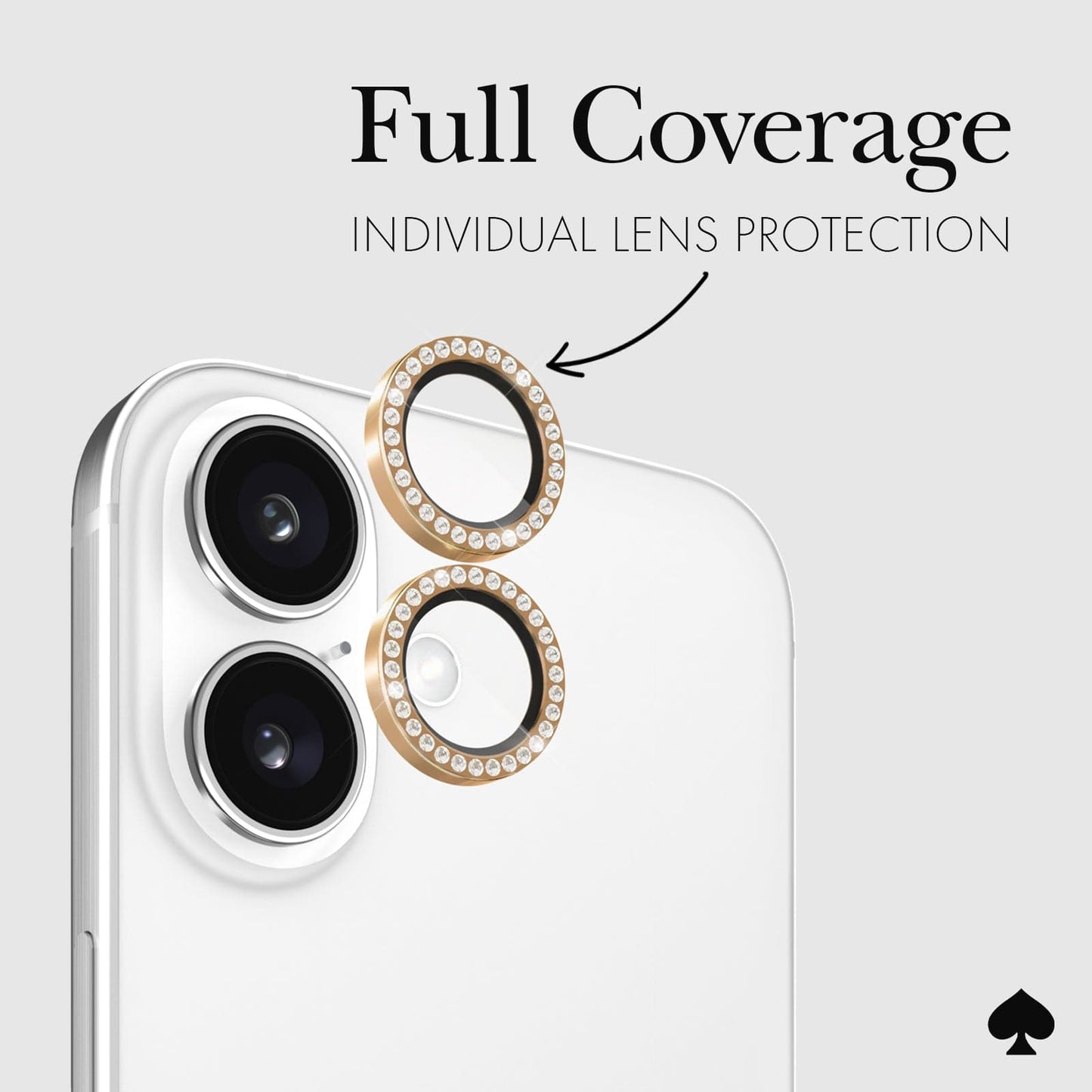 kate spade new york Aluminum Ring Camera Lens Protector Set in Stone - iPhone 16 / 16 Plus