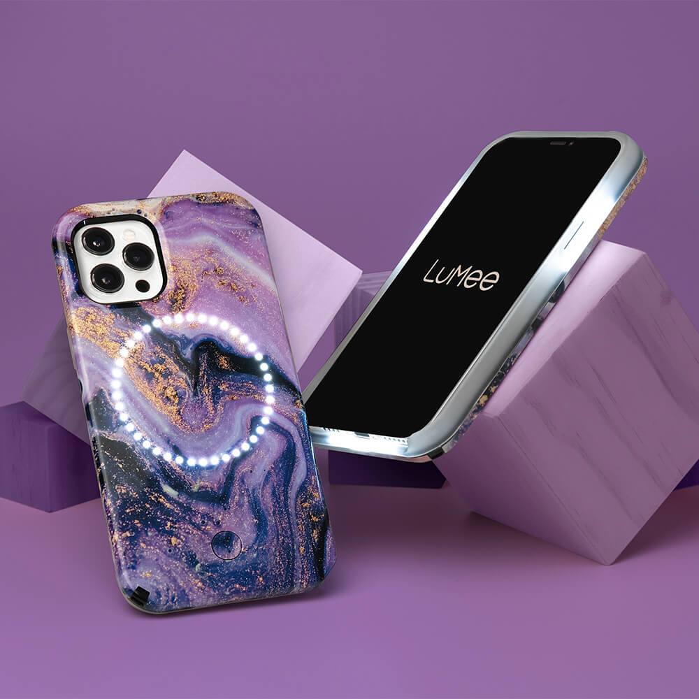 Halo Gold Glitter Purple Marble - iPhone 12 Pro Max
