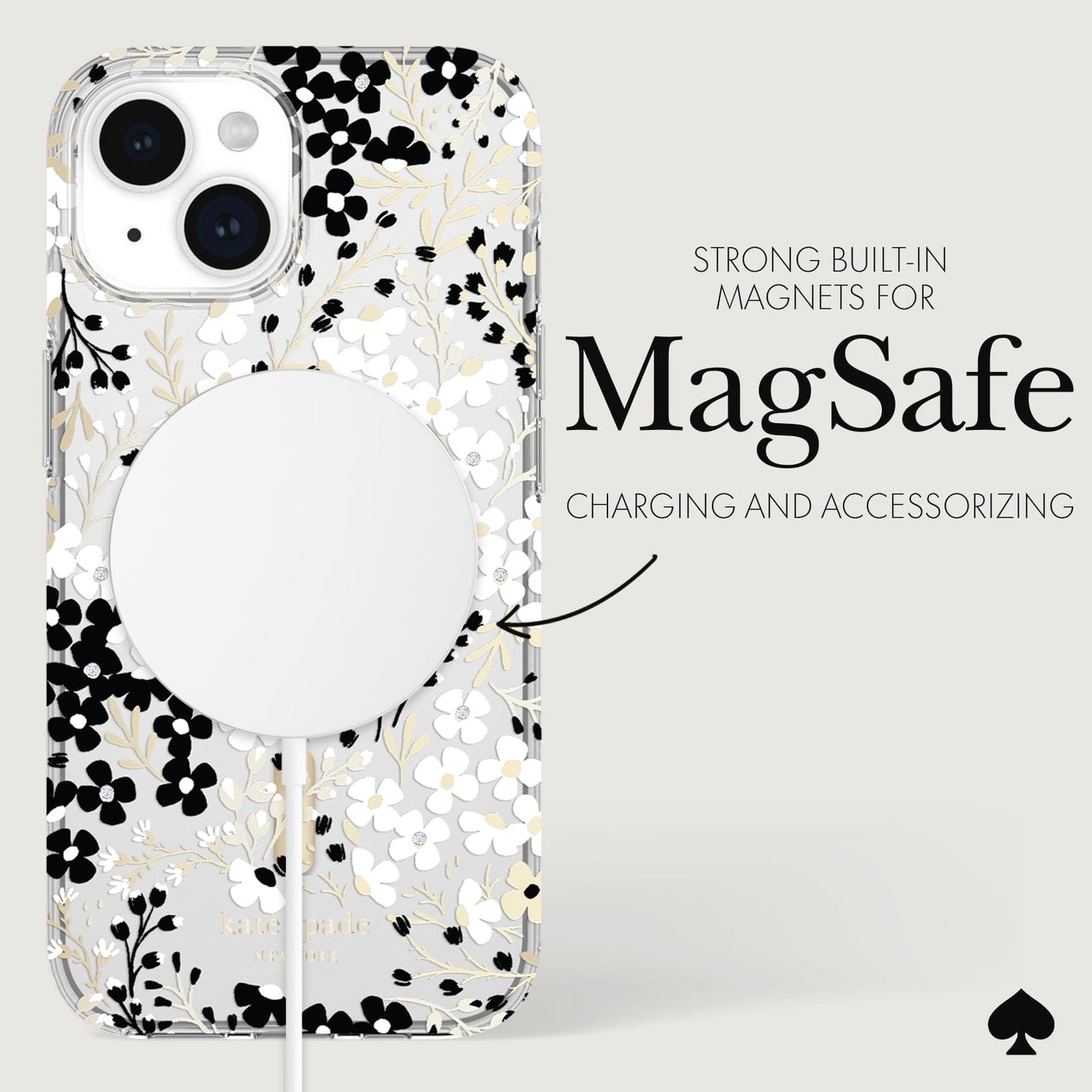 kate spade new york Multi Floral Black and White MagSafe - iPhone 15 / 14 / 13