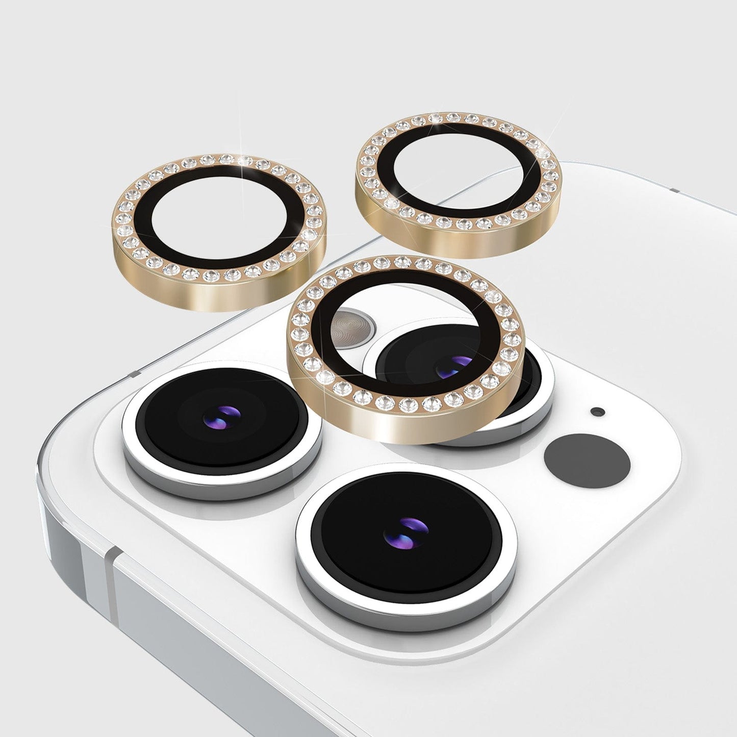 kate spade new york Aluminum Ring Camera Lens Protector Set in Stone Gold - iPhone 15 Pro / Pro Max