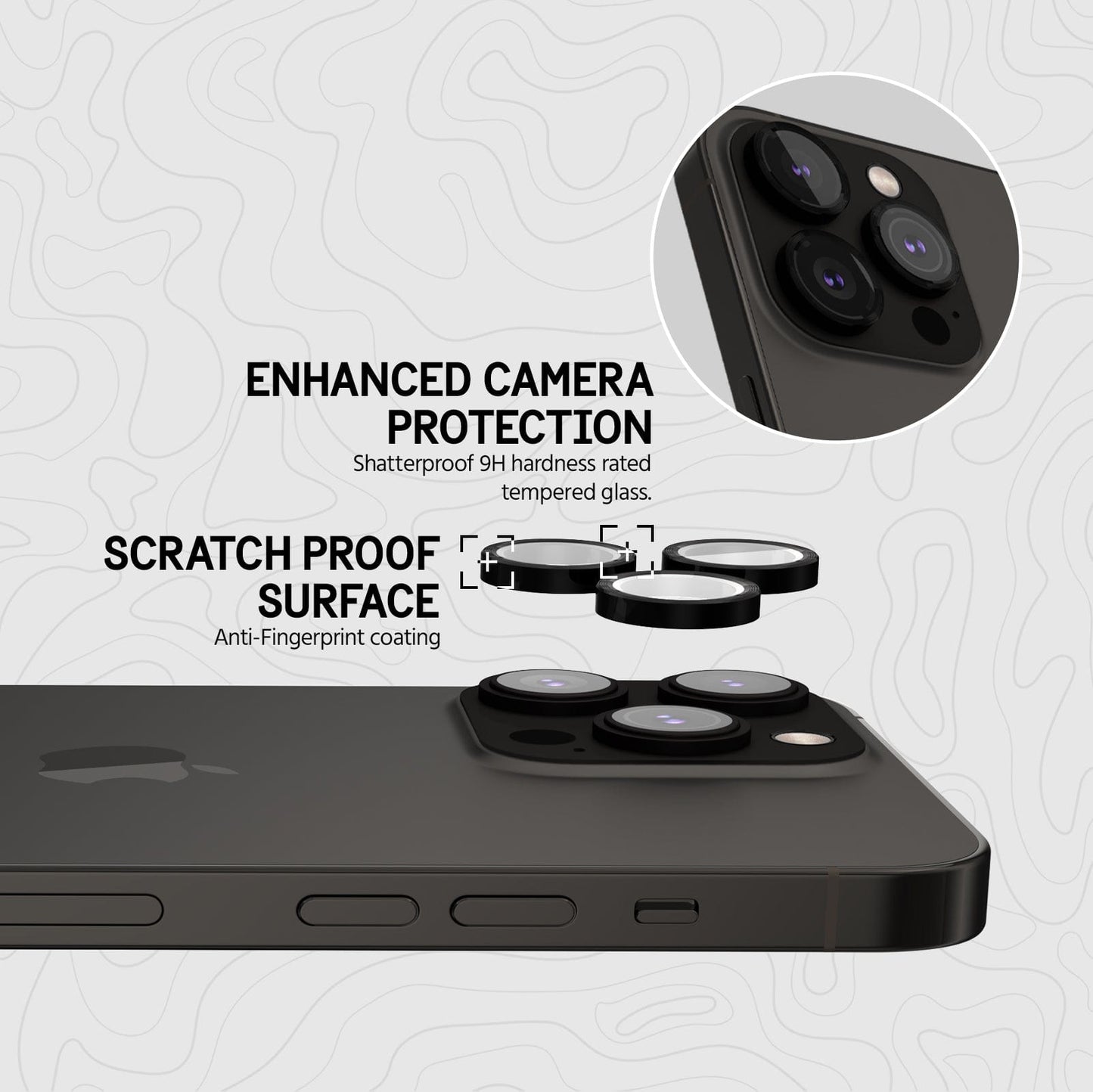 Pelican Aluminum Ring Camera Lens Protector (Black) - iPhone 14 Pro / 14 Pro Max