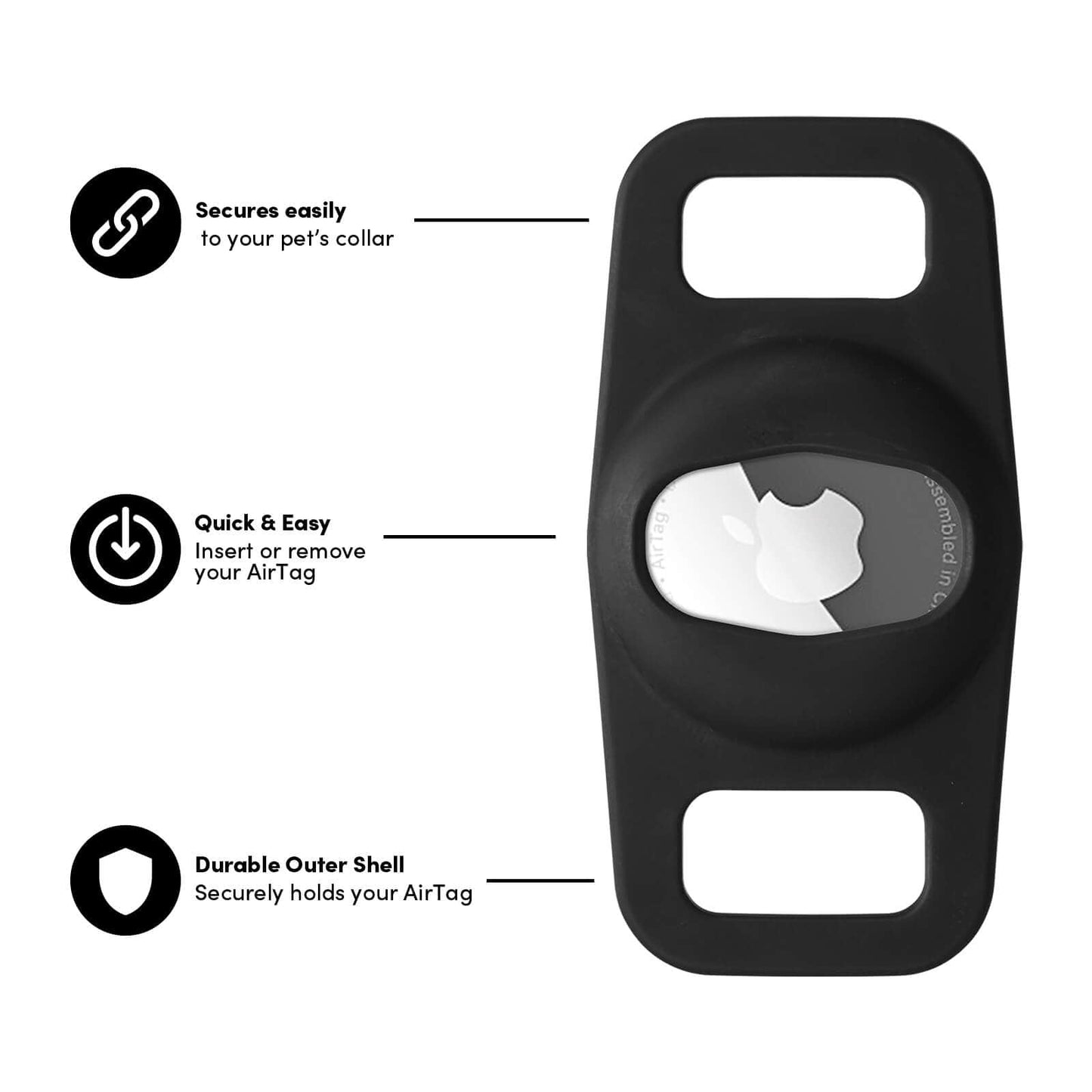 AirTag Case for Dog Collars (Black) - AirTag Case