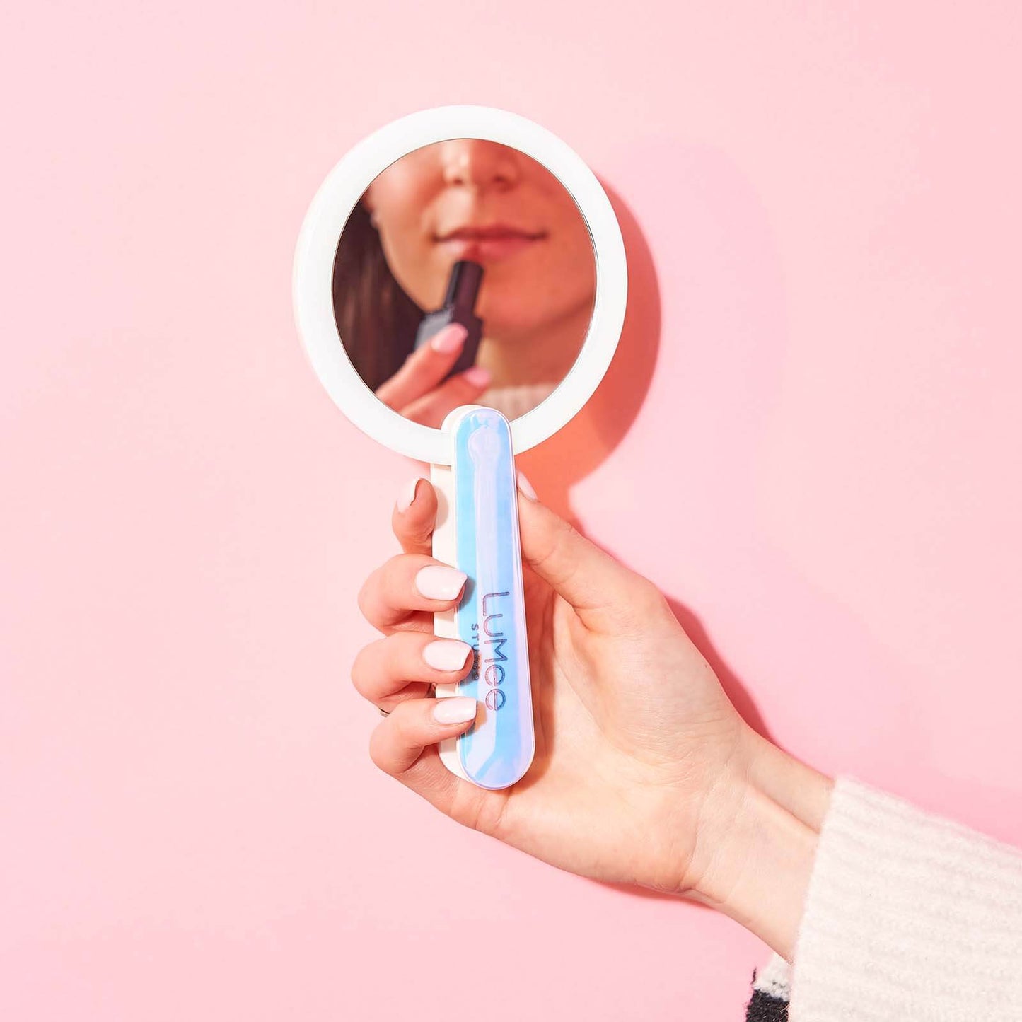 Light Up Handheld Mirror (Iridescent) - Makeup Mirrors
