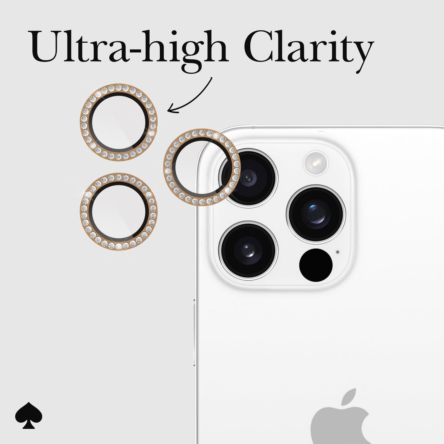 kate spade new york Aluminum Ring Camera Lens Protector Set in Stone - iPhone 16 Pro / 16 Pro Max