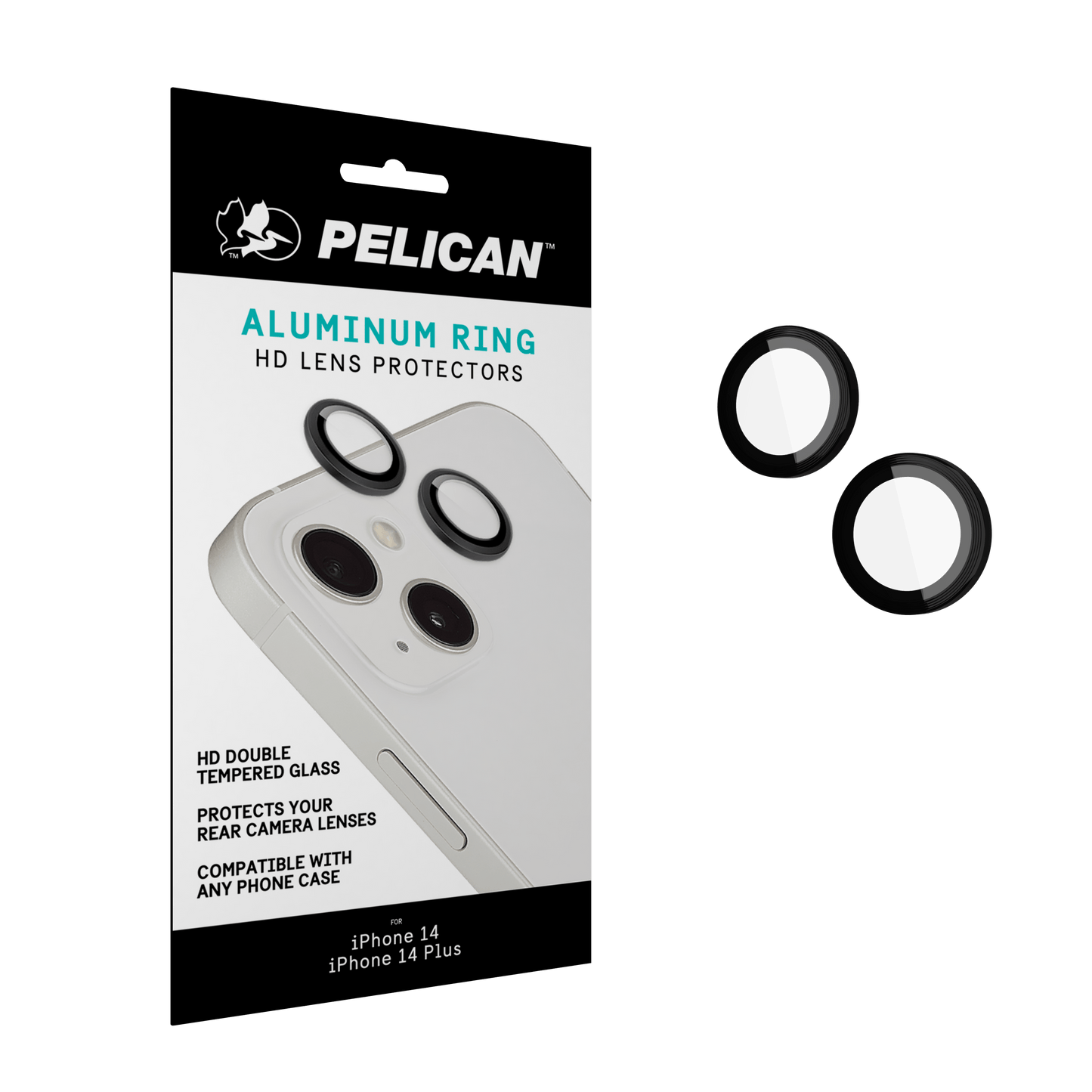 Pelican Aluminum Ring Camera Lens Protector (Black) - iPhone 14 / 14 Plus