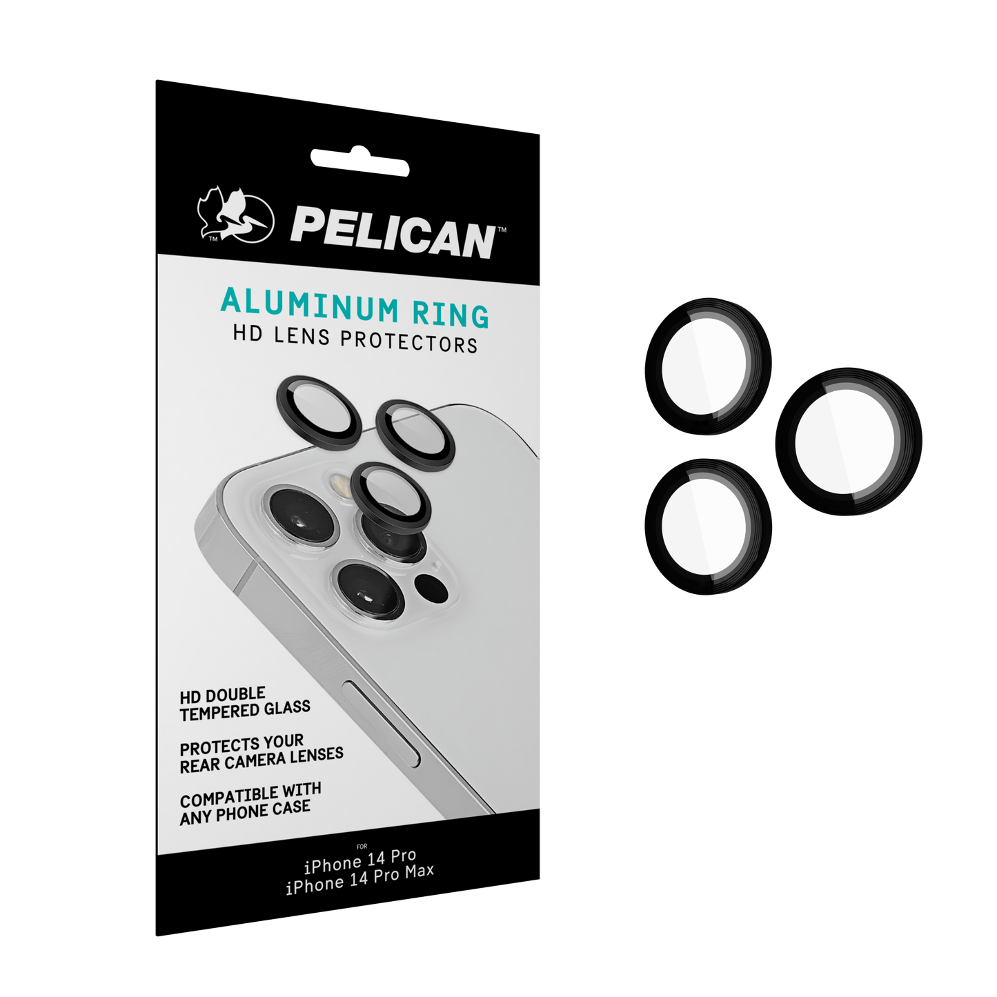 Pelican Aluminum Ring Camera Lens Protector (Black) - iPhone 14 Pro / 14 Pro Max