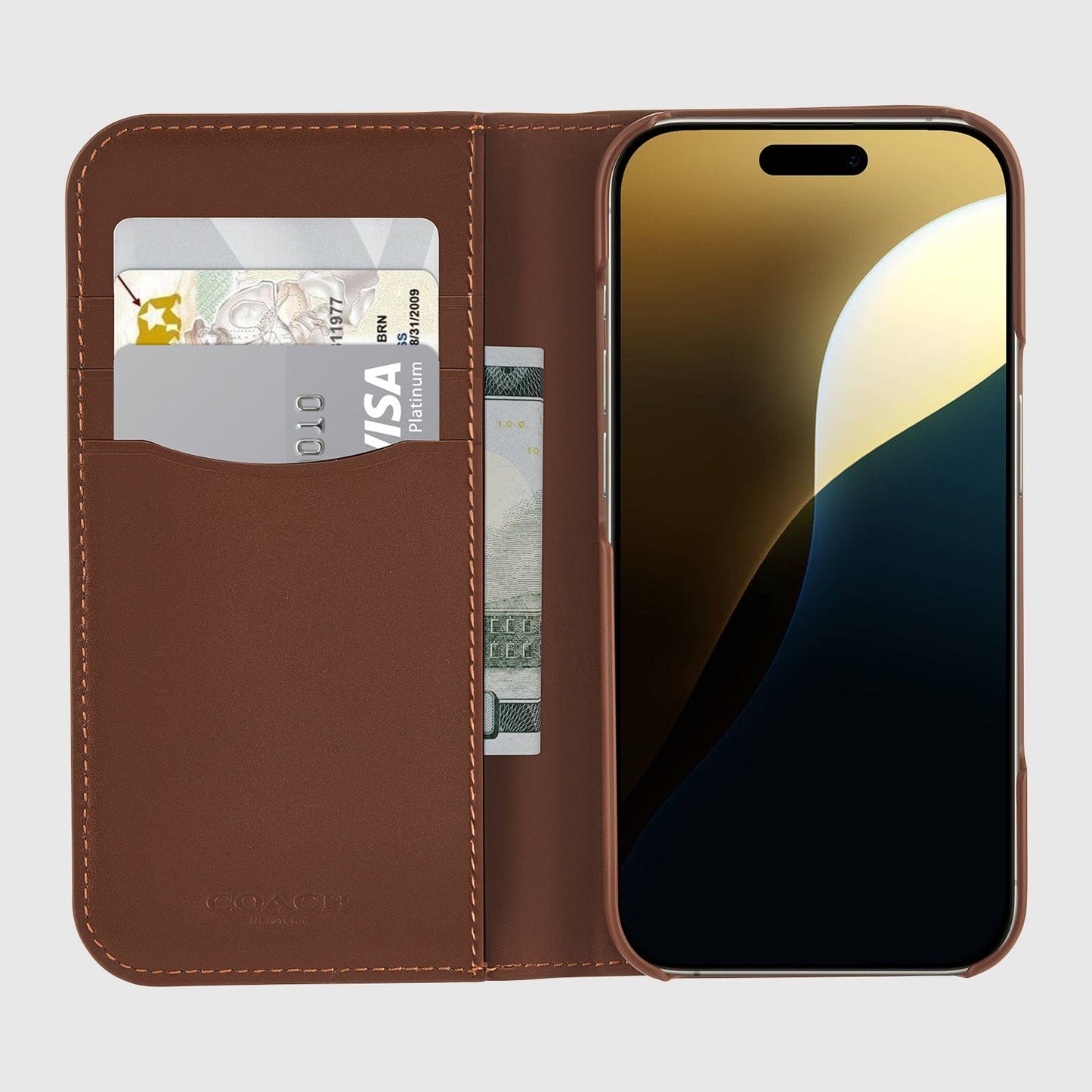 Coach Leather Folio Hazelnut - iPhone 16 Pro