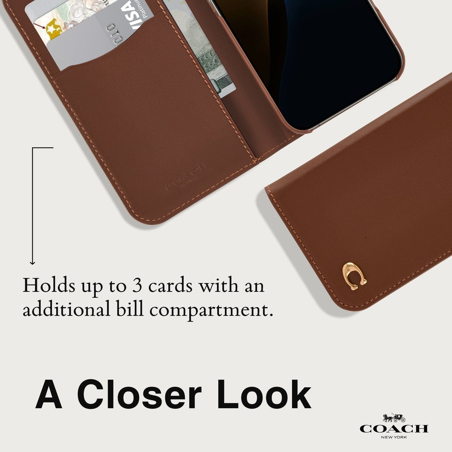 Coach Leather Folio Hazelnut - iPhone 16 Pro