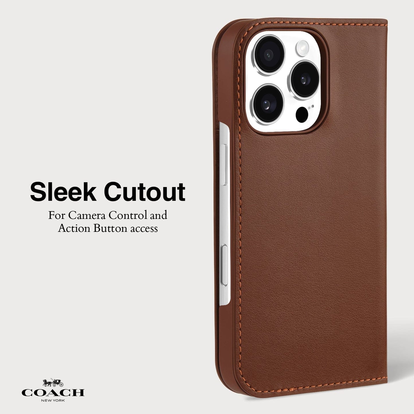 Coach Leather Folio Hazelnut - iPhone 16 Pro
