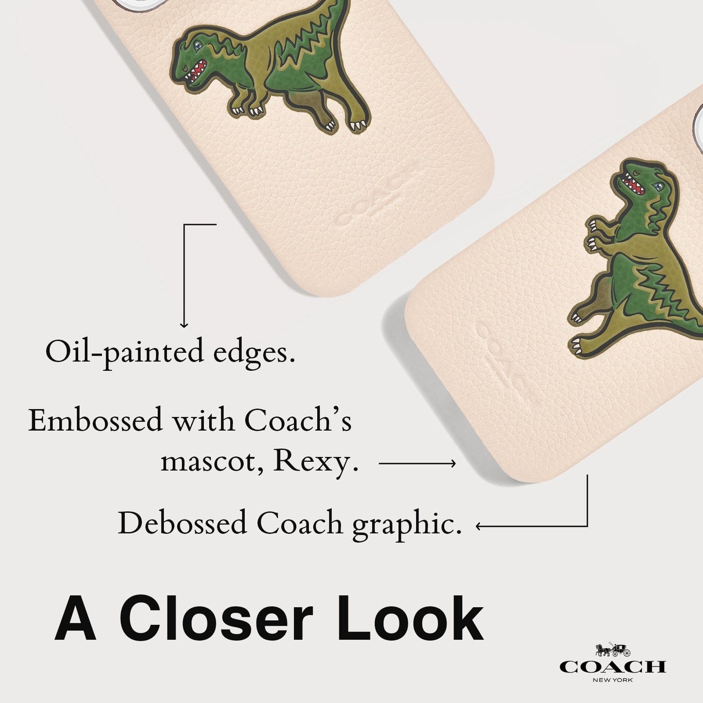 Coach Leather Slim Wrap Signature Ivory Rexy - iPhone 16 Pro
