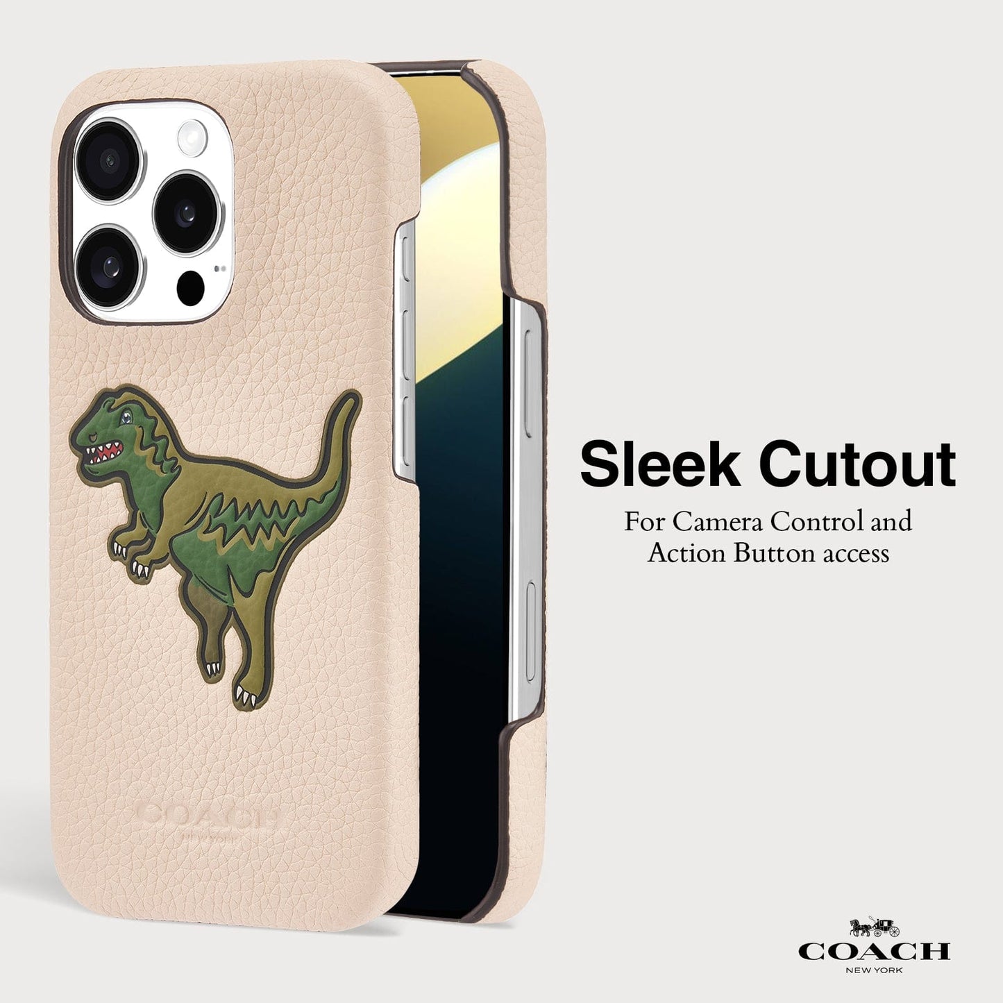 Coach Leather Slim Wrap Signature Ivory Rexy - iPhone 16 Pro