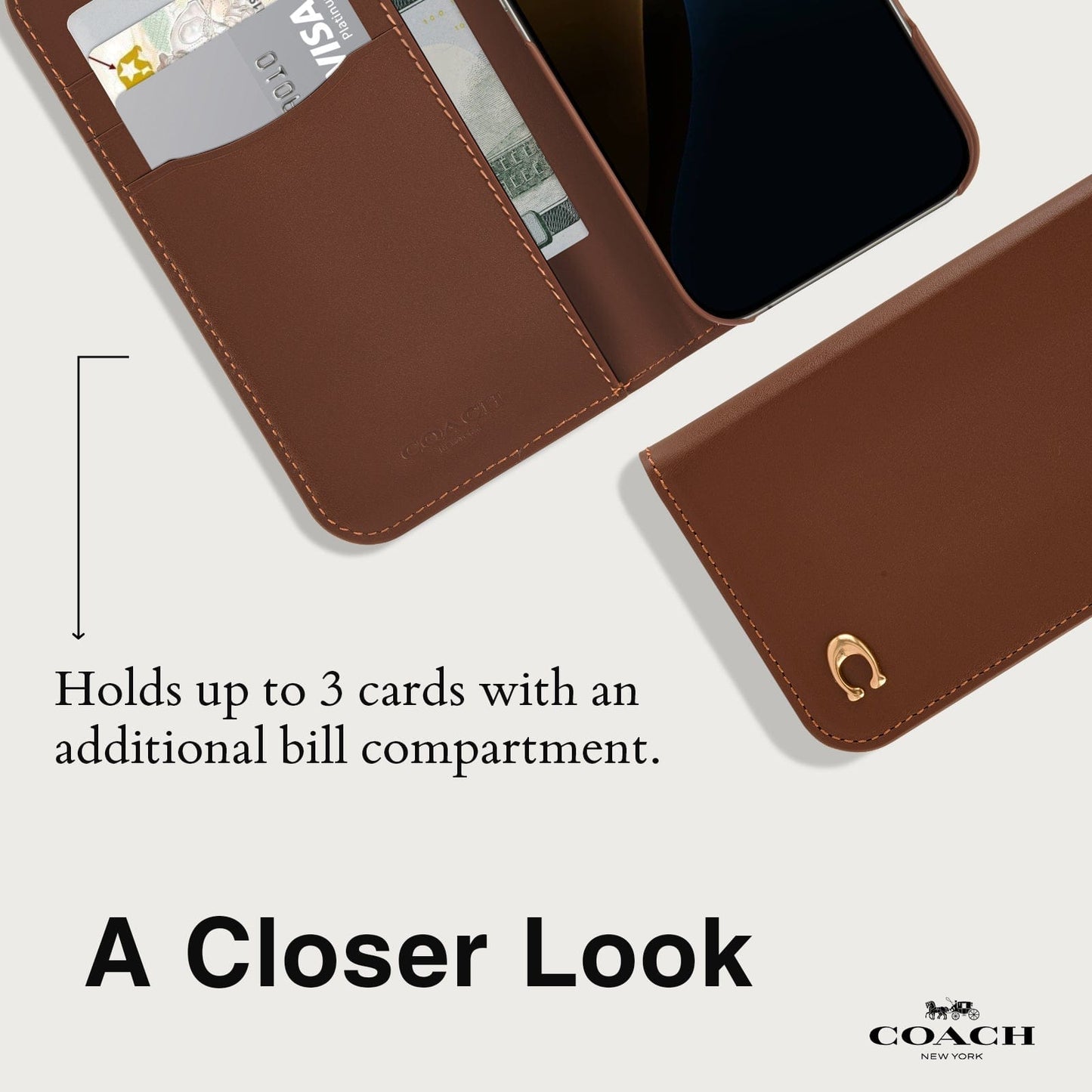 Coach Leather Folio Hazelnut - iPhone 16