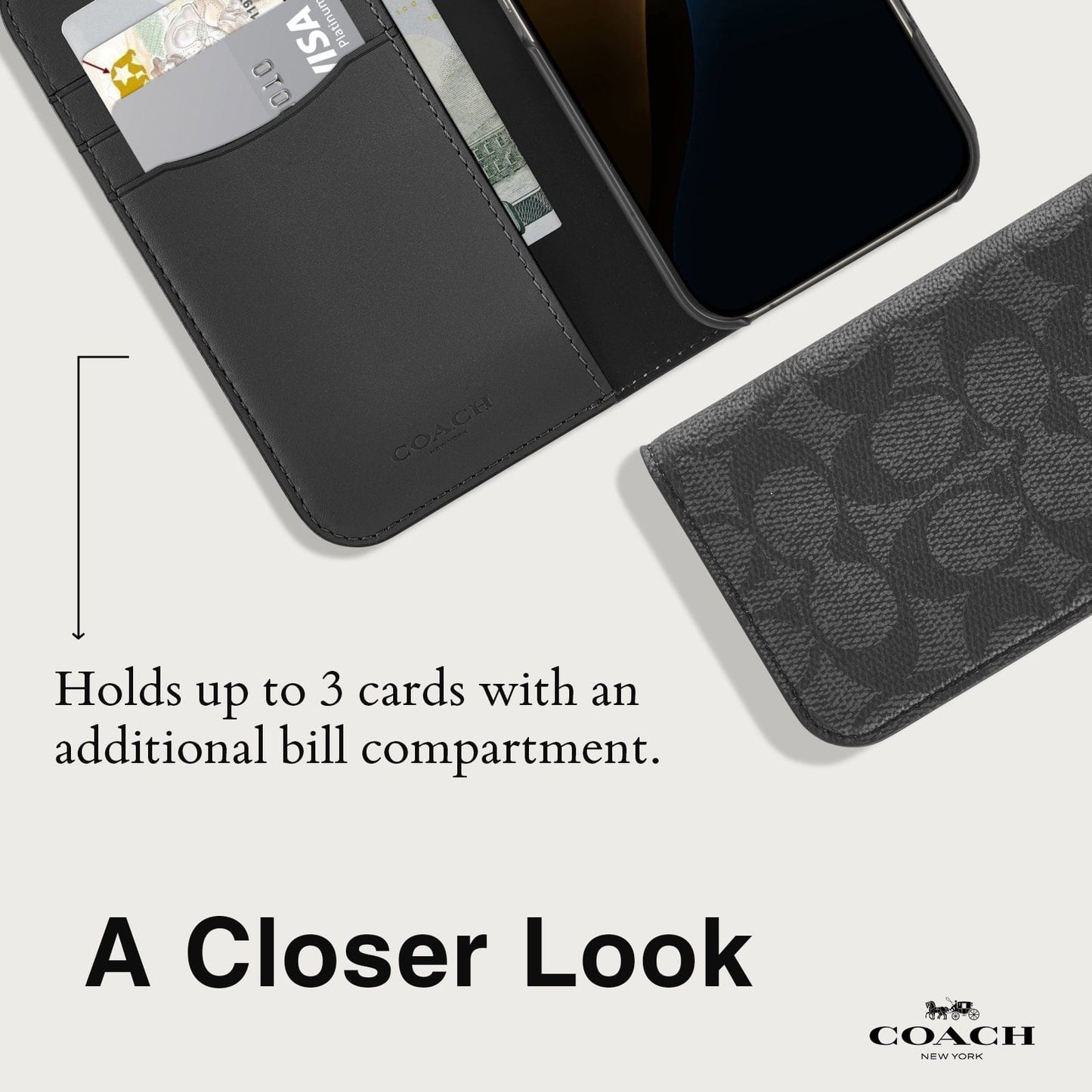 Coach Folio Signature Charcoal - iPhone 16