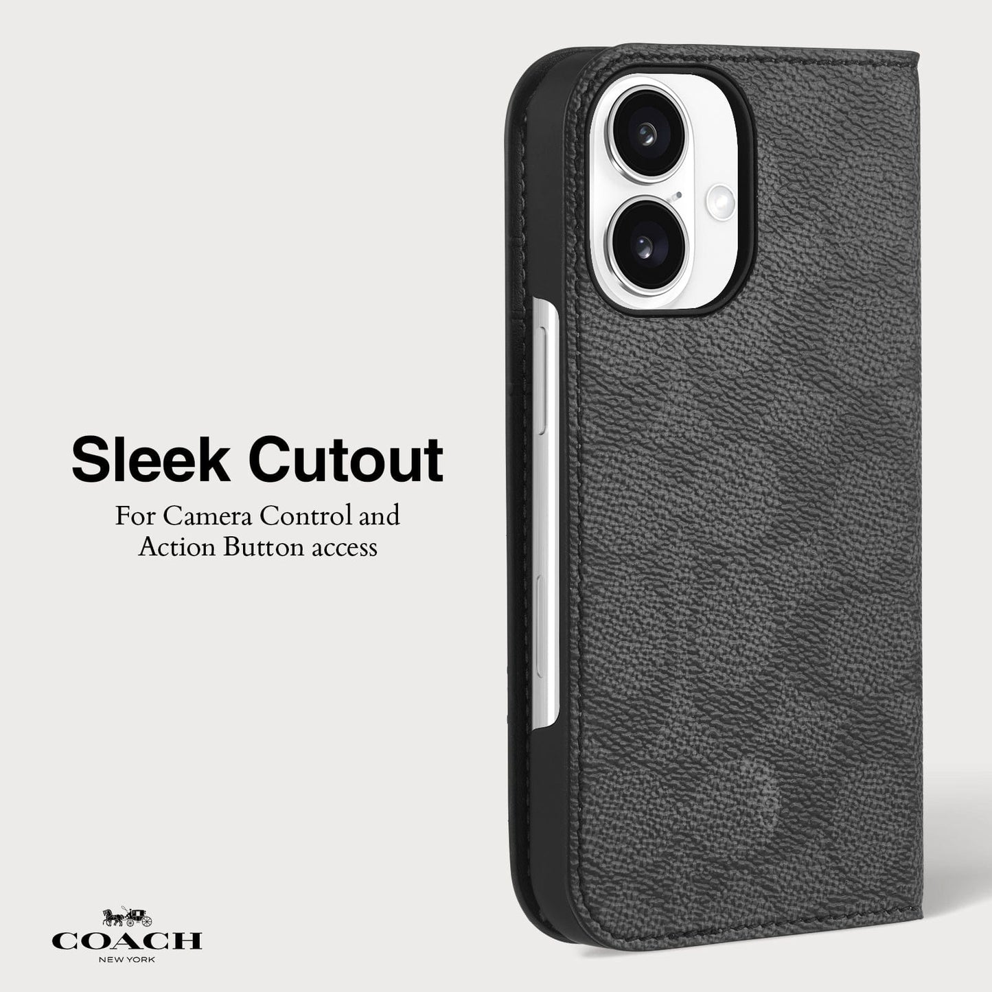 Coach Folio Signature Charcoal - iPhone 16