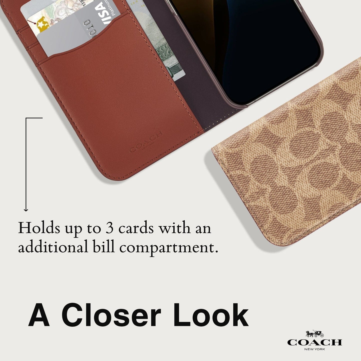Coach Folio Signature Tan - iPhone 16
