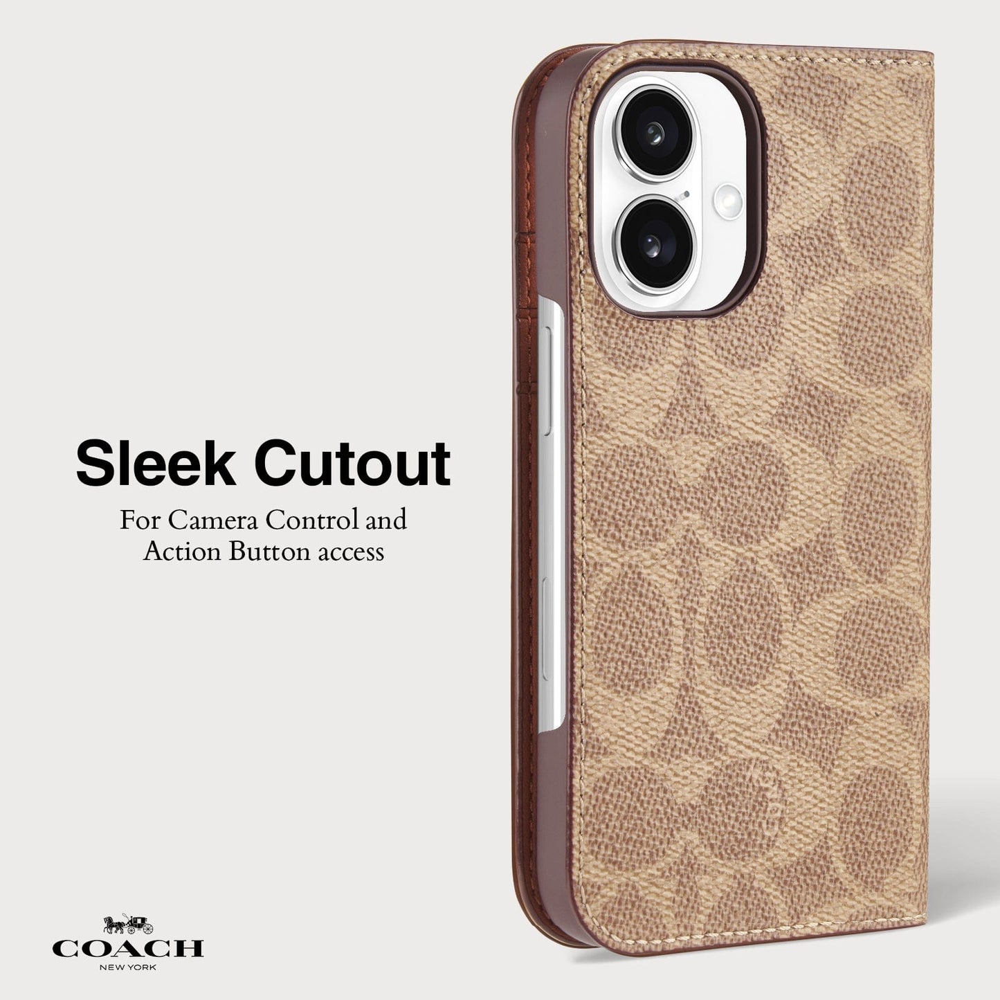 Coach Folio Signature Tan - iPhone 16