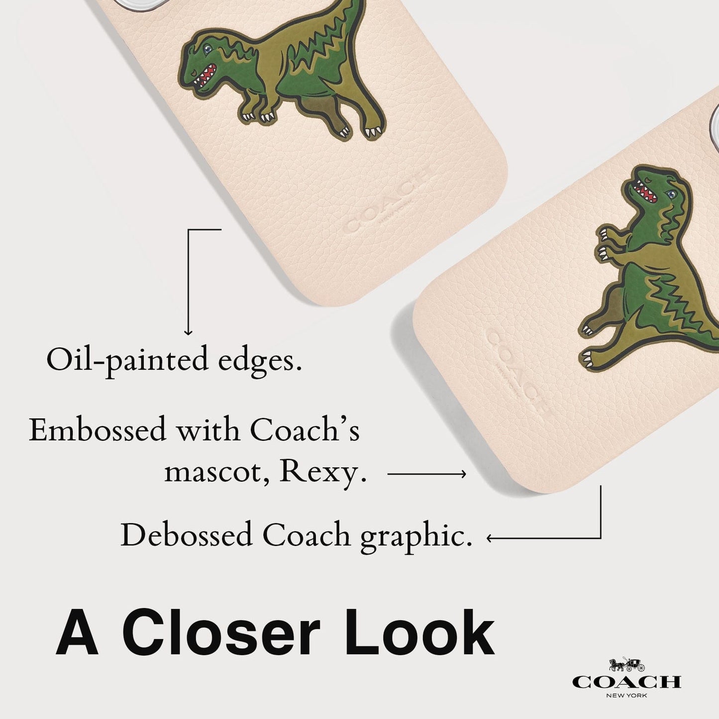 Coach Leather Slim Wrap Signature Ivory Rexy - iPhone 16