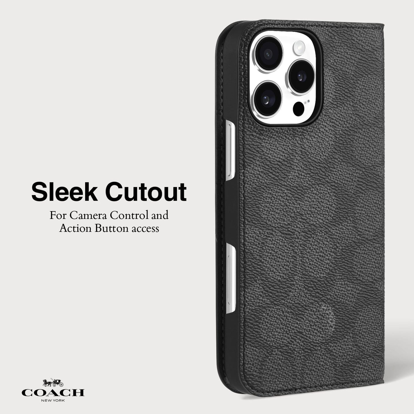 Coach Folio Signature Charcoal - iPhone 16 Pro Max