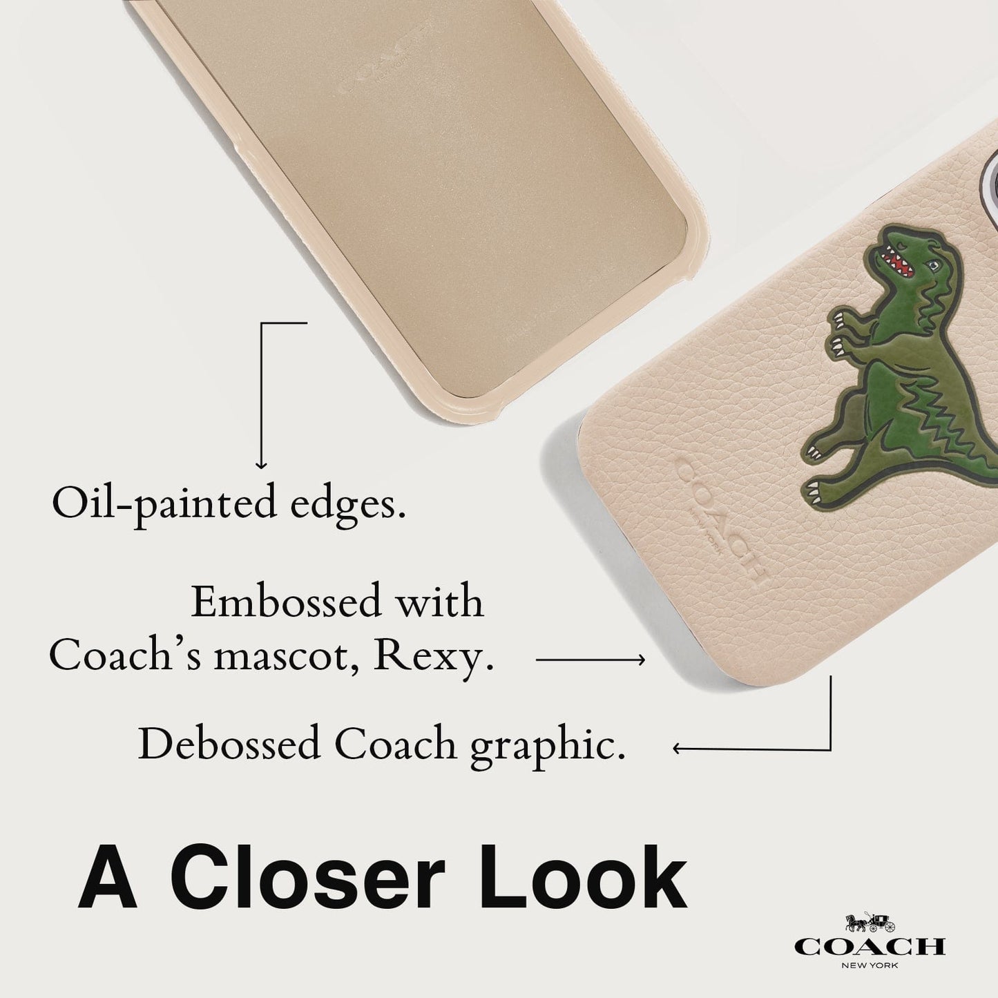 Coach Leather Slim Wrap Signature Ivory Rexy - iPhone 14 Pro