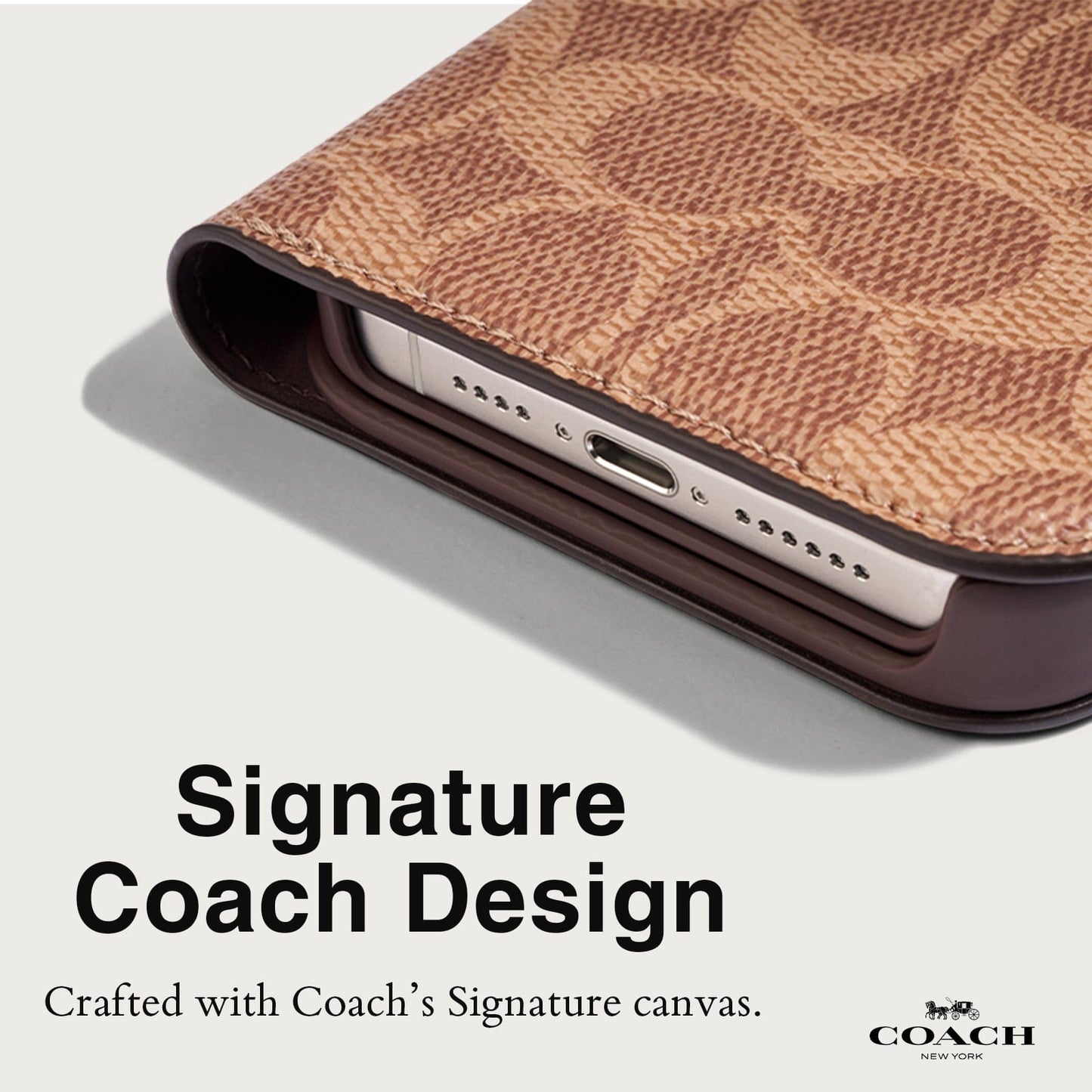 Coach Folio Signature Tan - iPhone 15 Plus