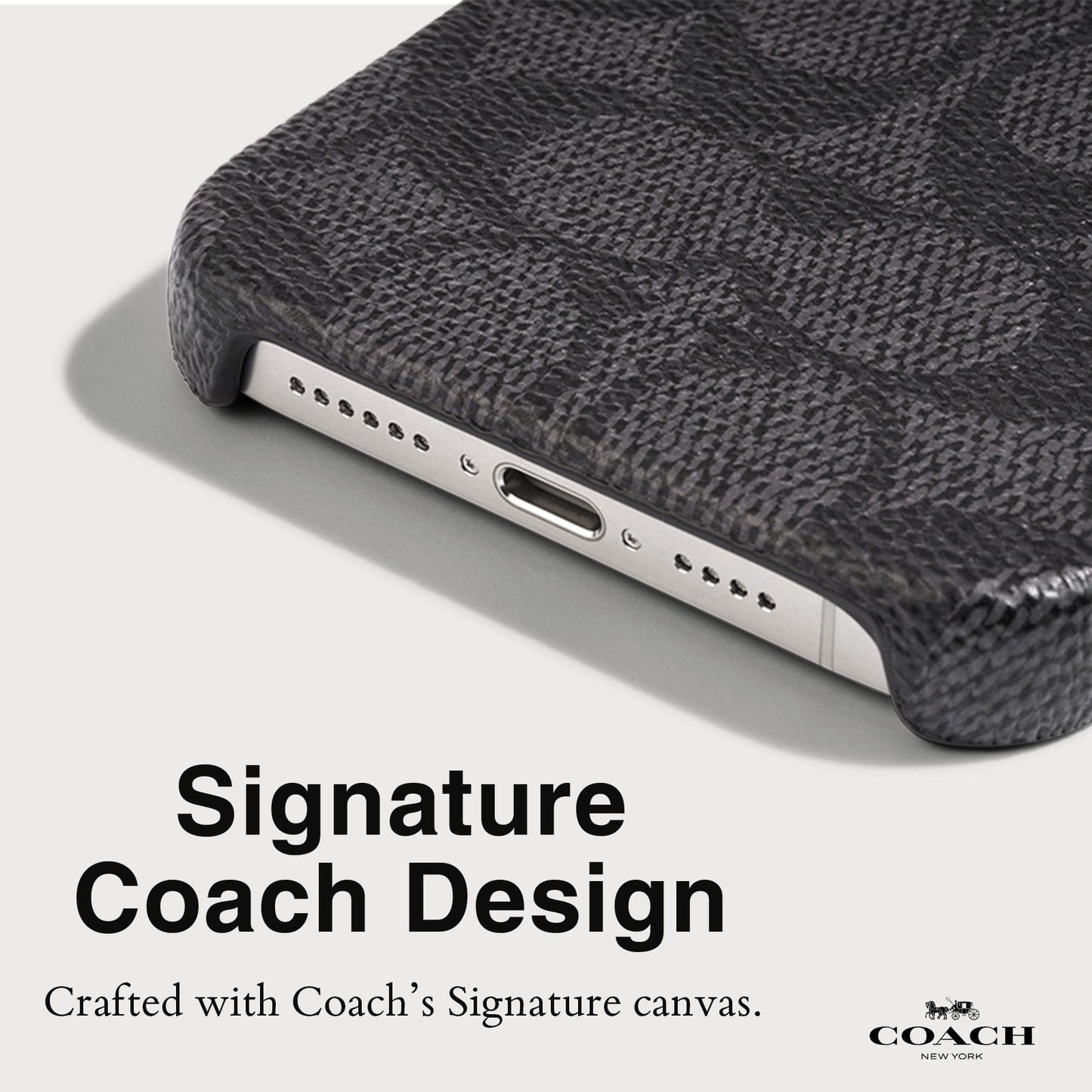 Coach Slim Wrap Signature Canvas Charcoal - iPhone 15 Pro