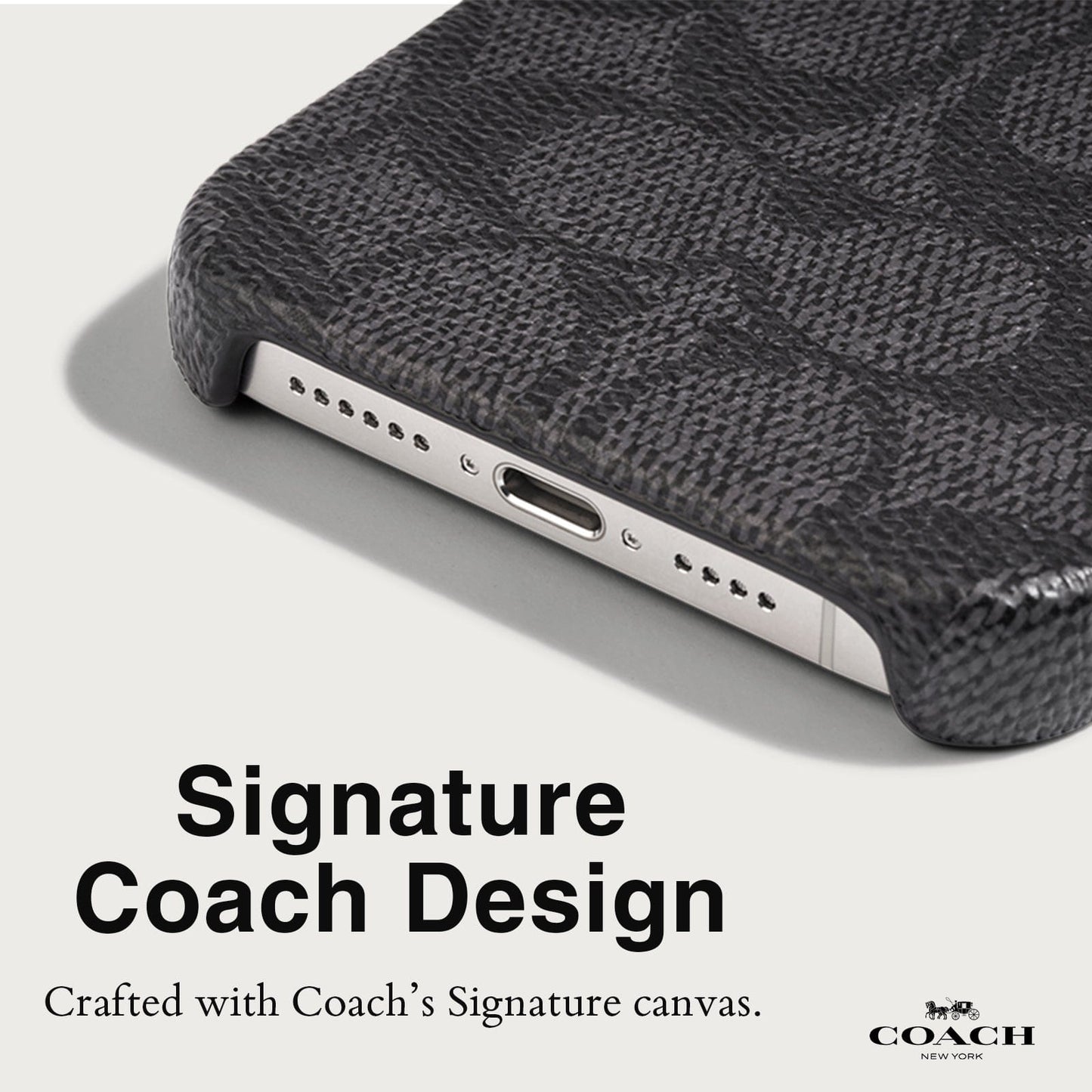 Coach Slim Wrap Signature Canvas Charcoal - iPhone 15 Plus