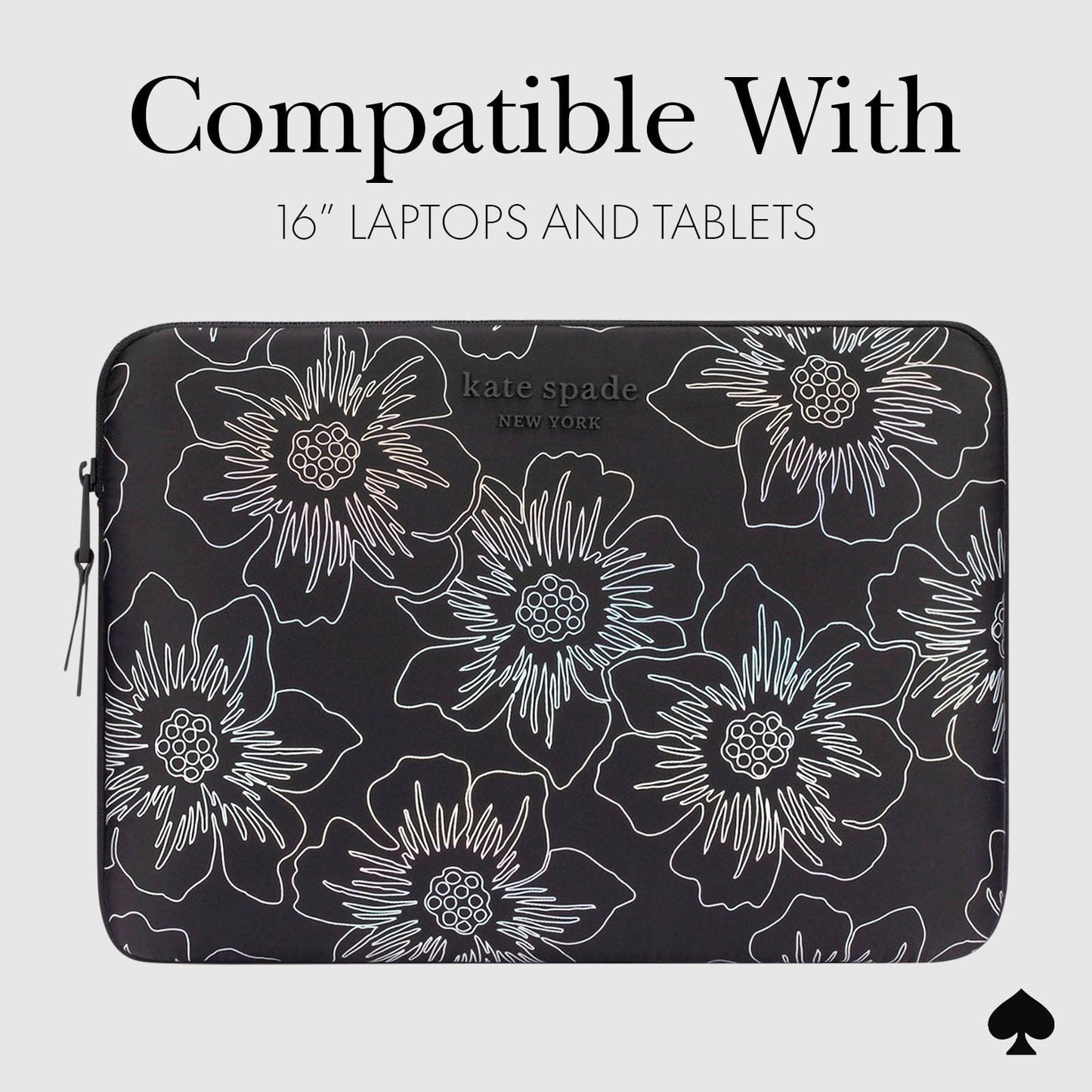 kate spade new york Hollyhock Iridescent Black Puffer Sleeve - Laptop Sleeve 16"