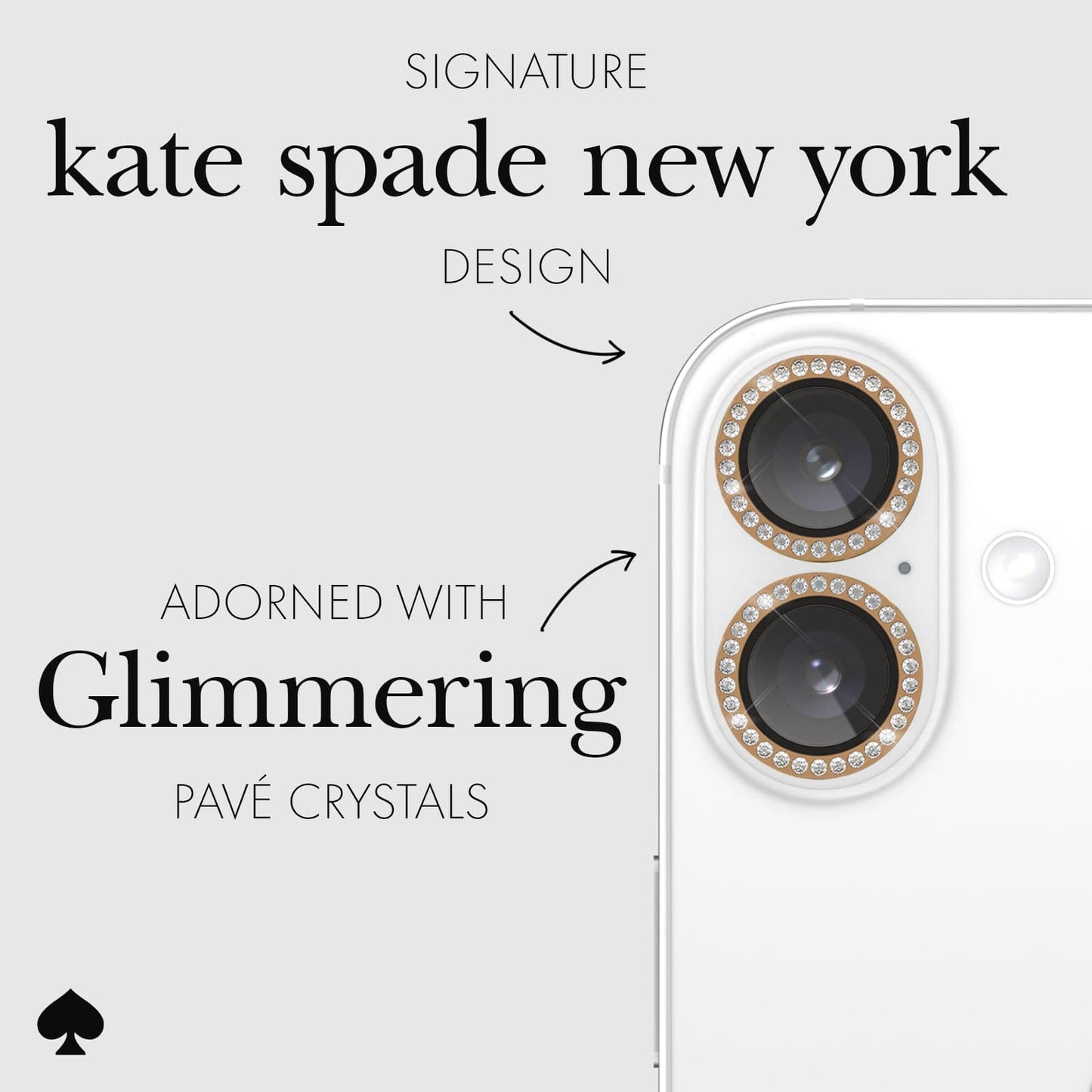 kate spade new york Aluminum Ring Camera Lens Protector Set in Stone - iPhone 16 / 16 Plus
