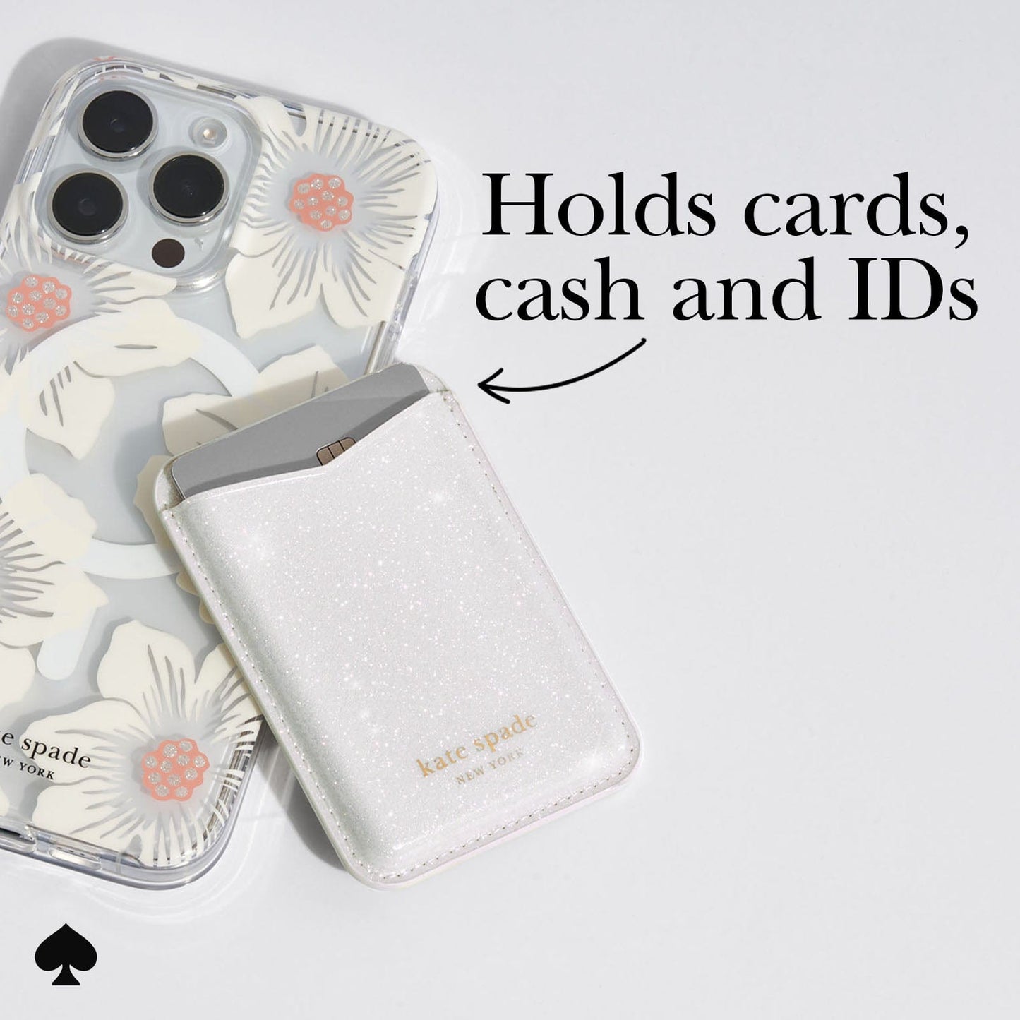 kate spade new york White Glitter MagSafe Wallet