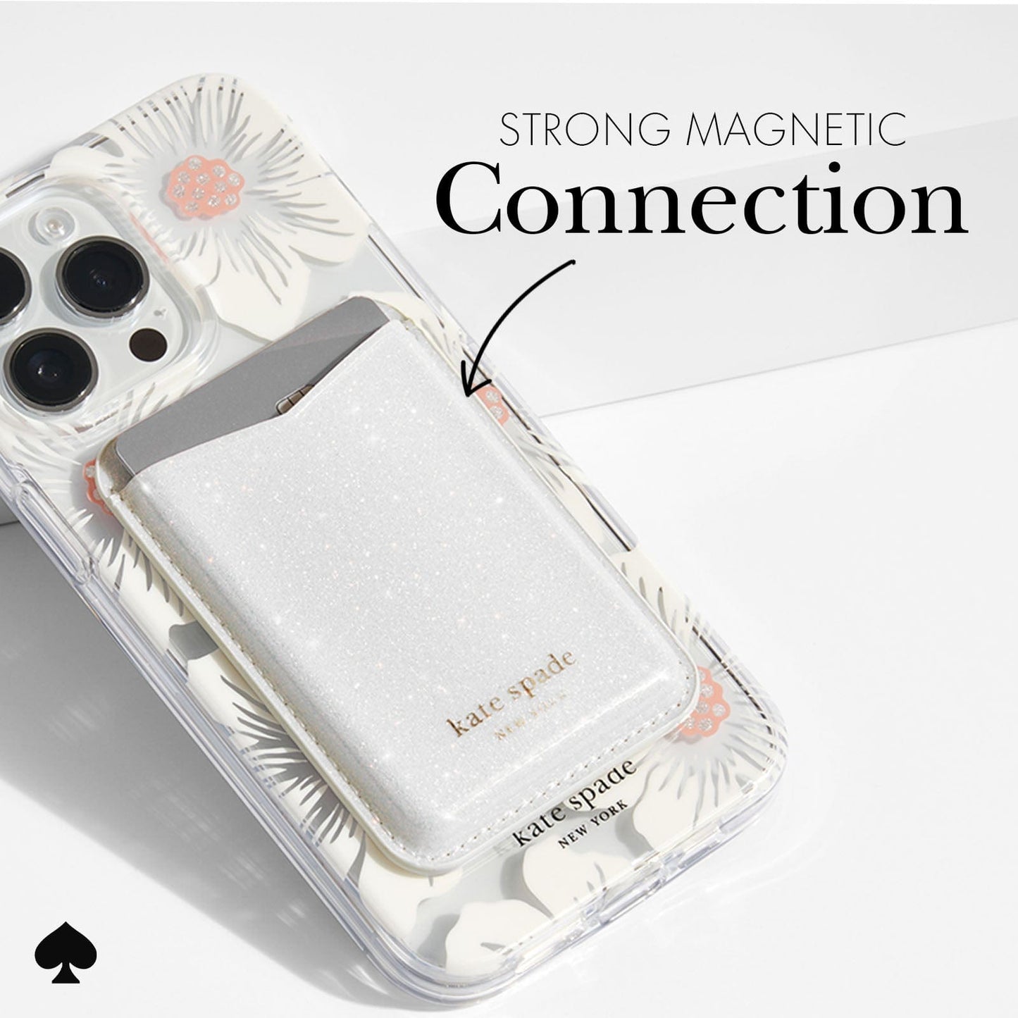 kate spade new york White Glitter MagSafe Wallet