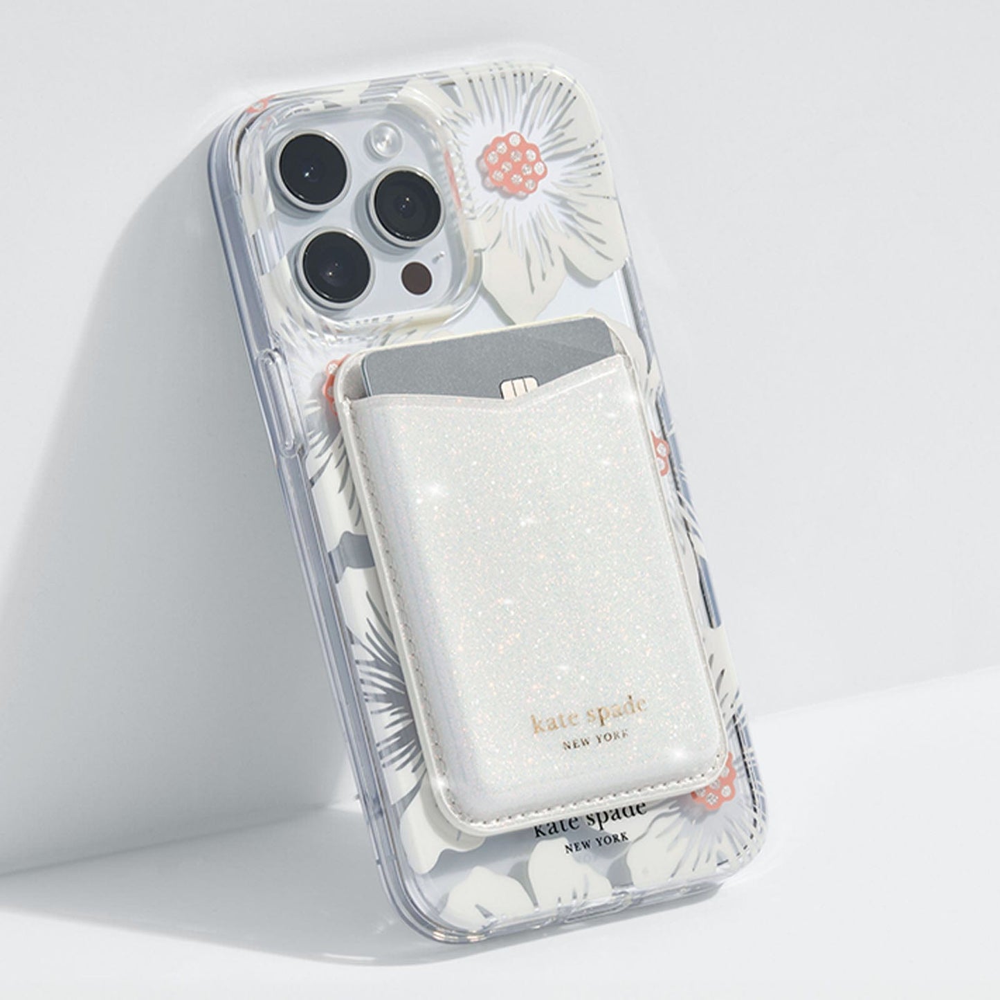 kate spade new york White Glitter MagSafe Wallet