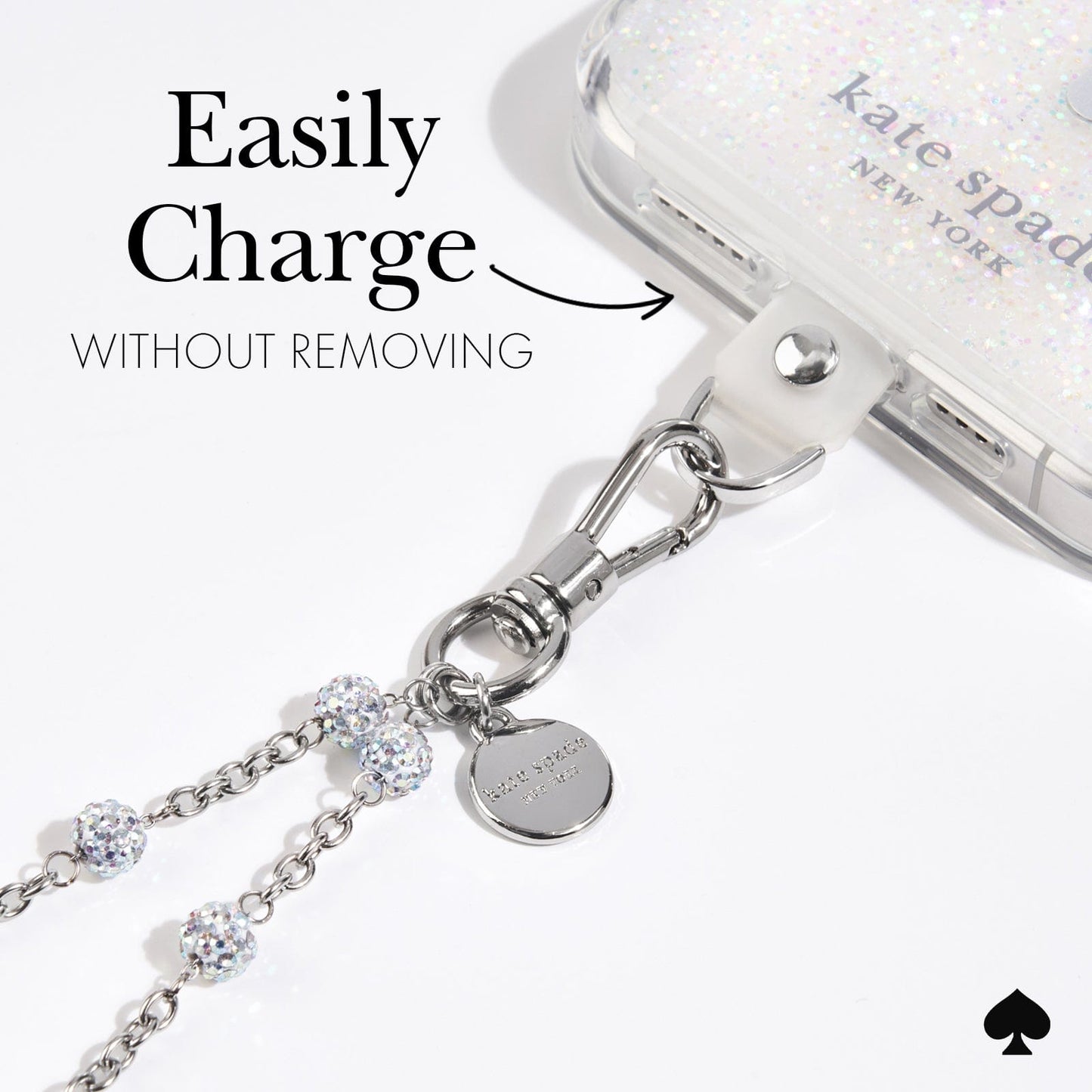 kate spade new york Dazzle Chain Silver Phone Charm