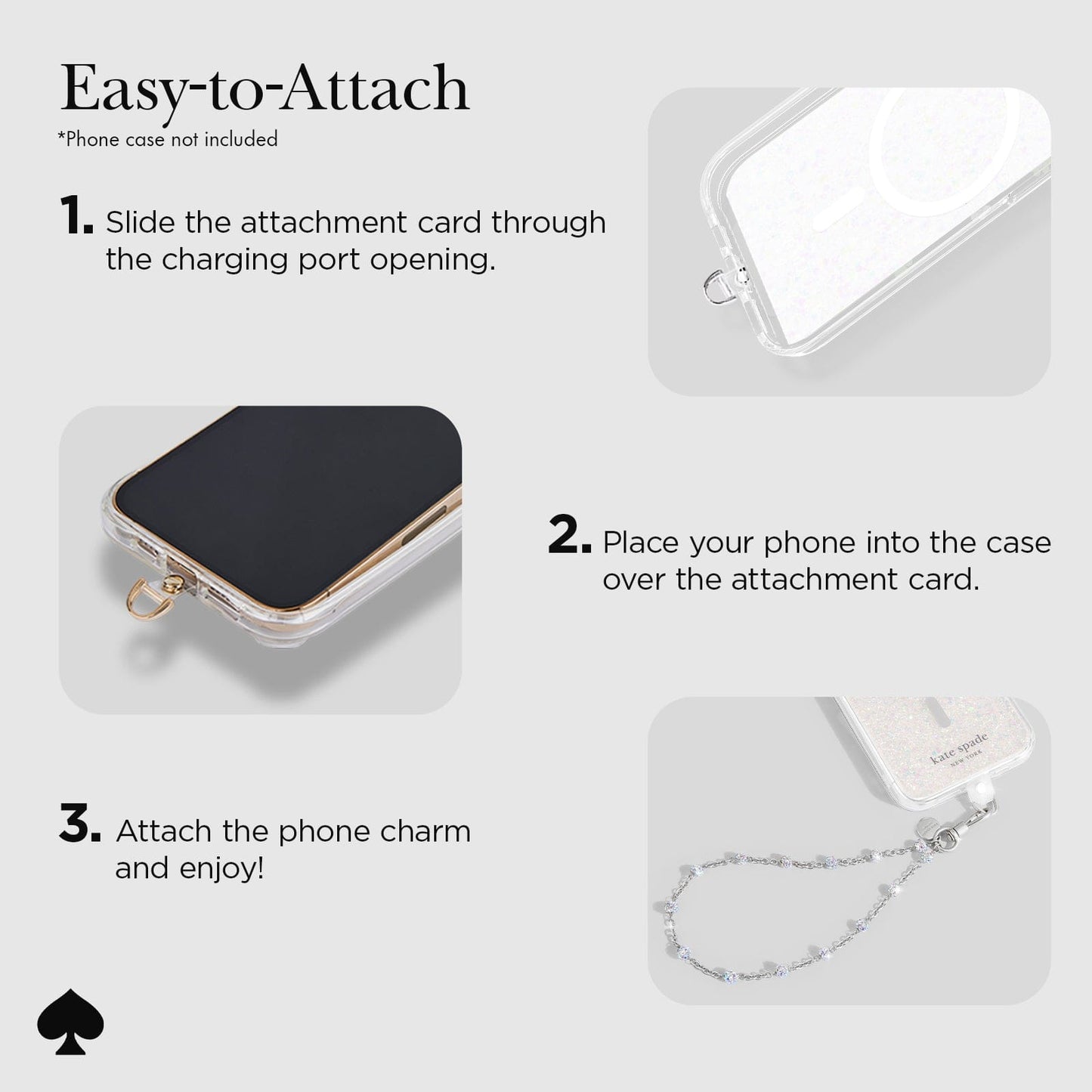 kate spade new york Dazzle Chain Silver Phone Charm
