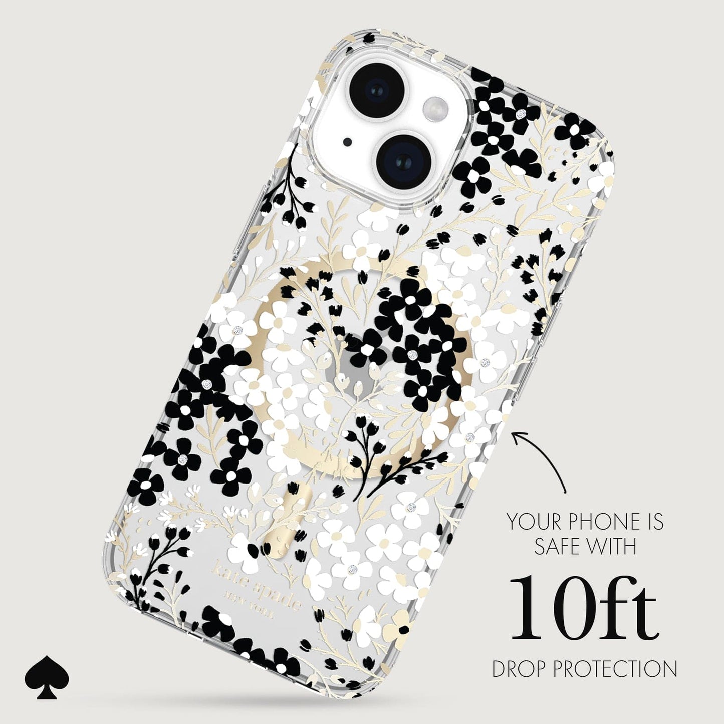 kate spade new york Multi Floral Black and White MagSafe - iPhone 15 / 14 / 13