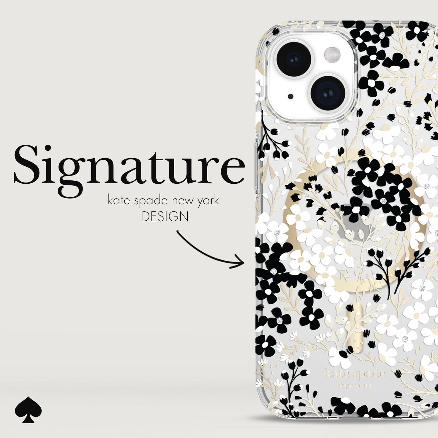 kate spade new york Multi Floral Black and White MagSafe - iPhone 15 / 14 / 13