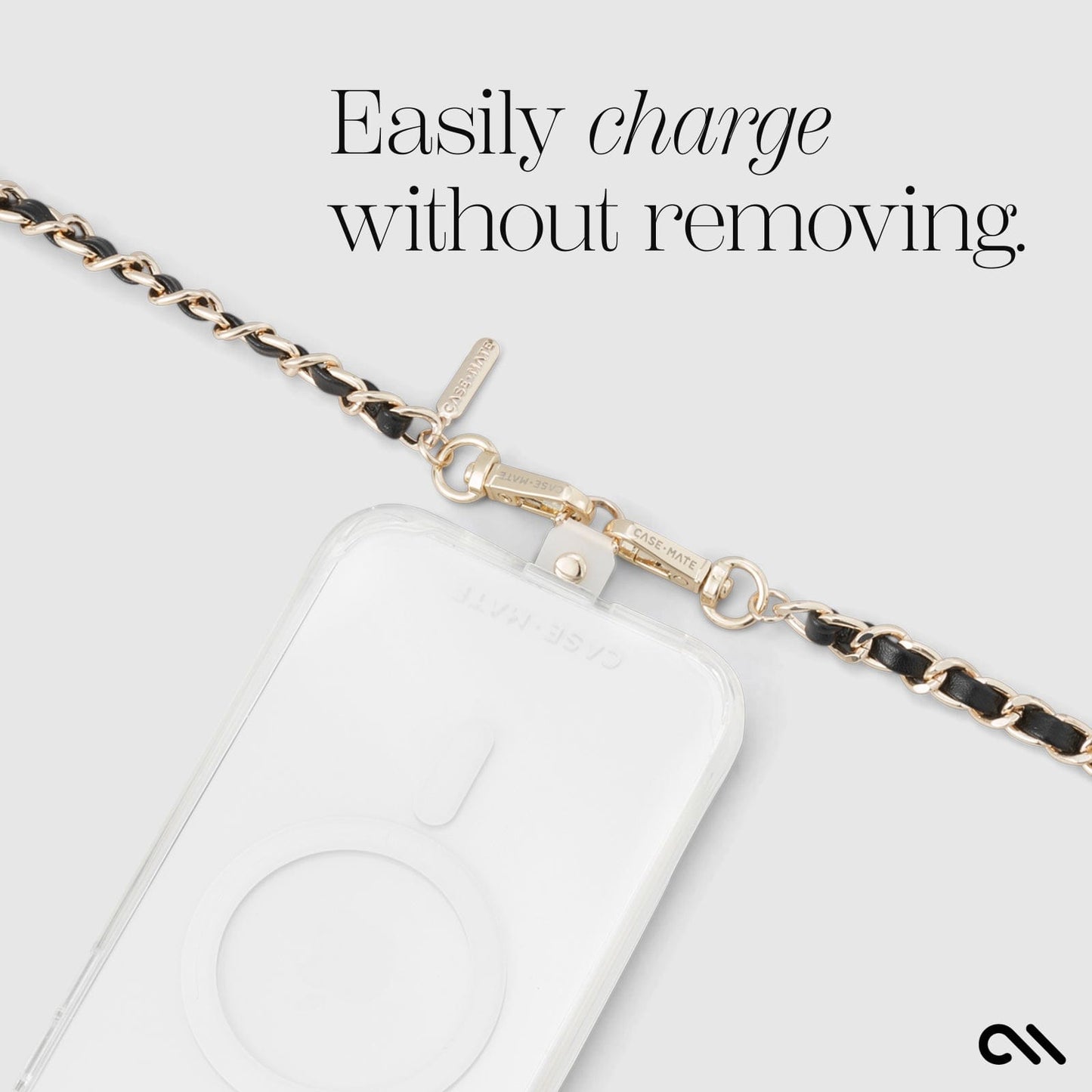 Gold Chain/Black Leather Phone Crossbody