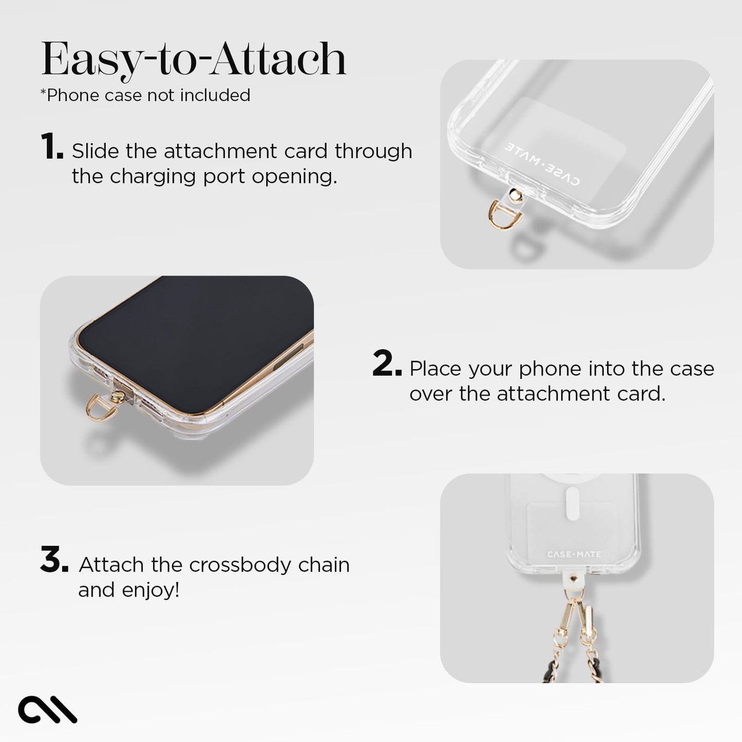 Gold Chain/Black Leather Phone Crossbody