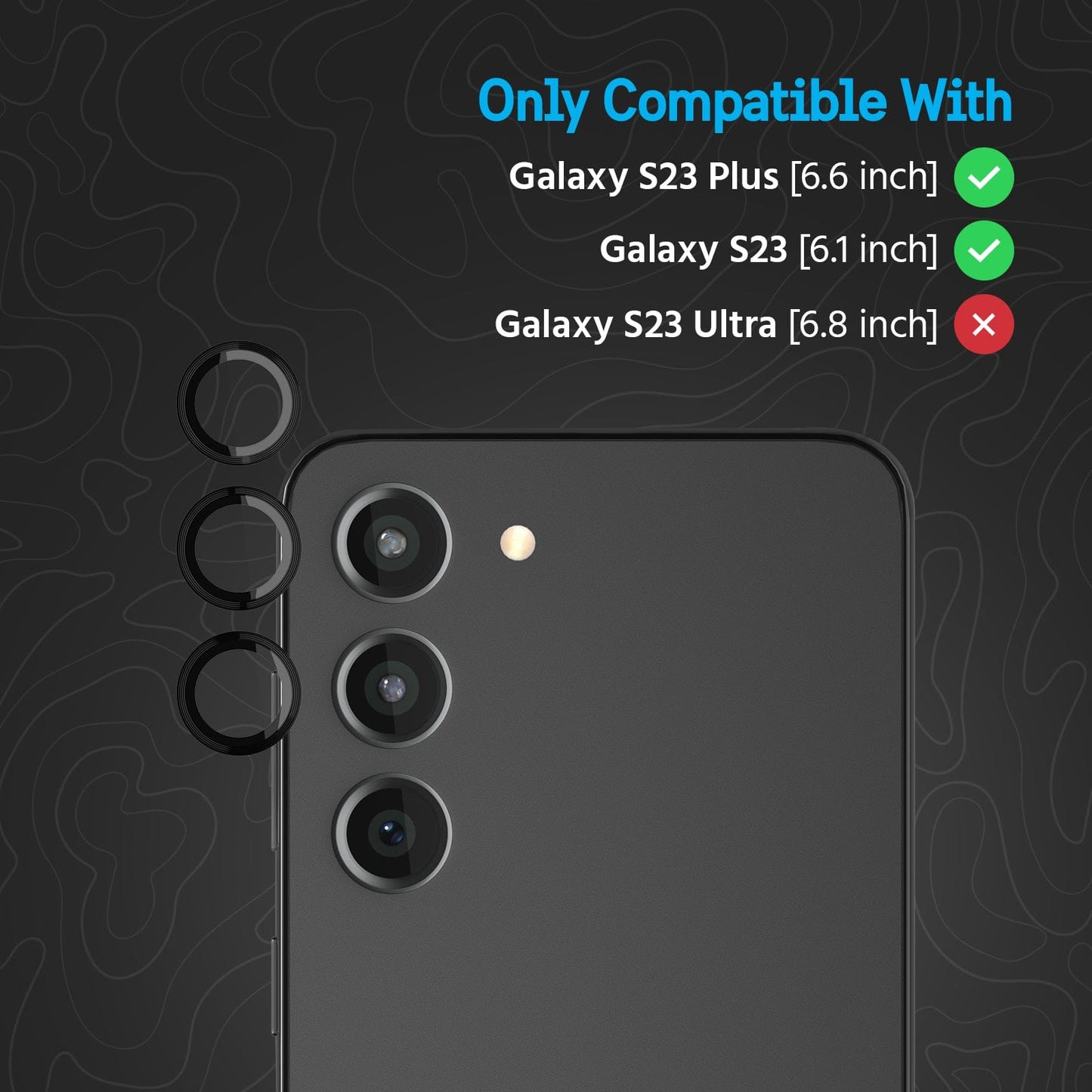 Pelican Aluminum Ring Camera Lens Protectors - Galaxy S23 / S23+
