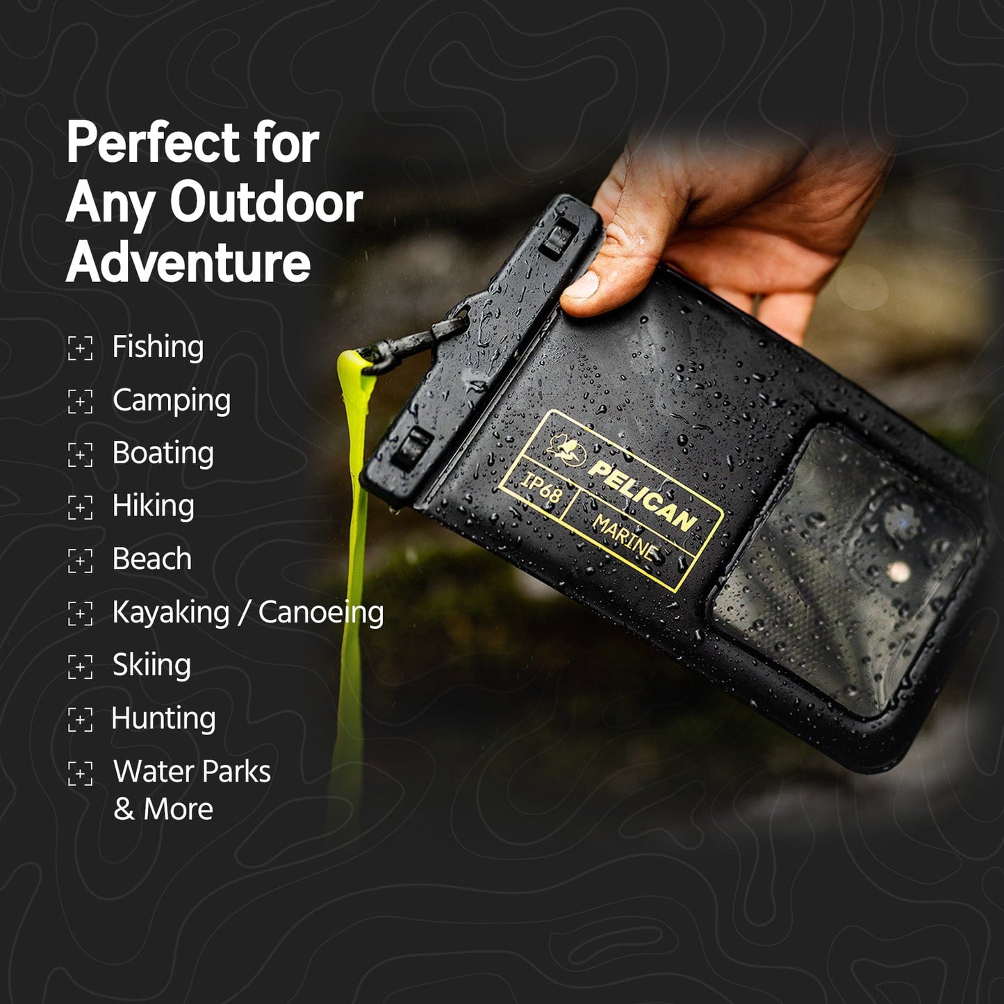 Pelican Marine Waterproof Floating Pouch (Black/Hi Vis Yellow)- Phone Pouch