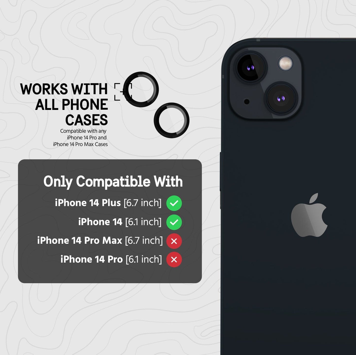 Pelican Aluminum Ring Camera Lens Protector (Black) - iPhone 14 / 14 Plus