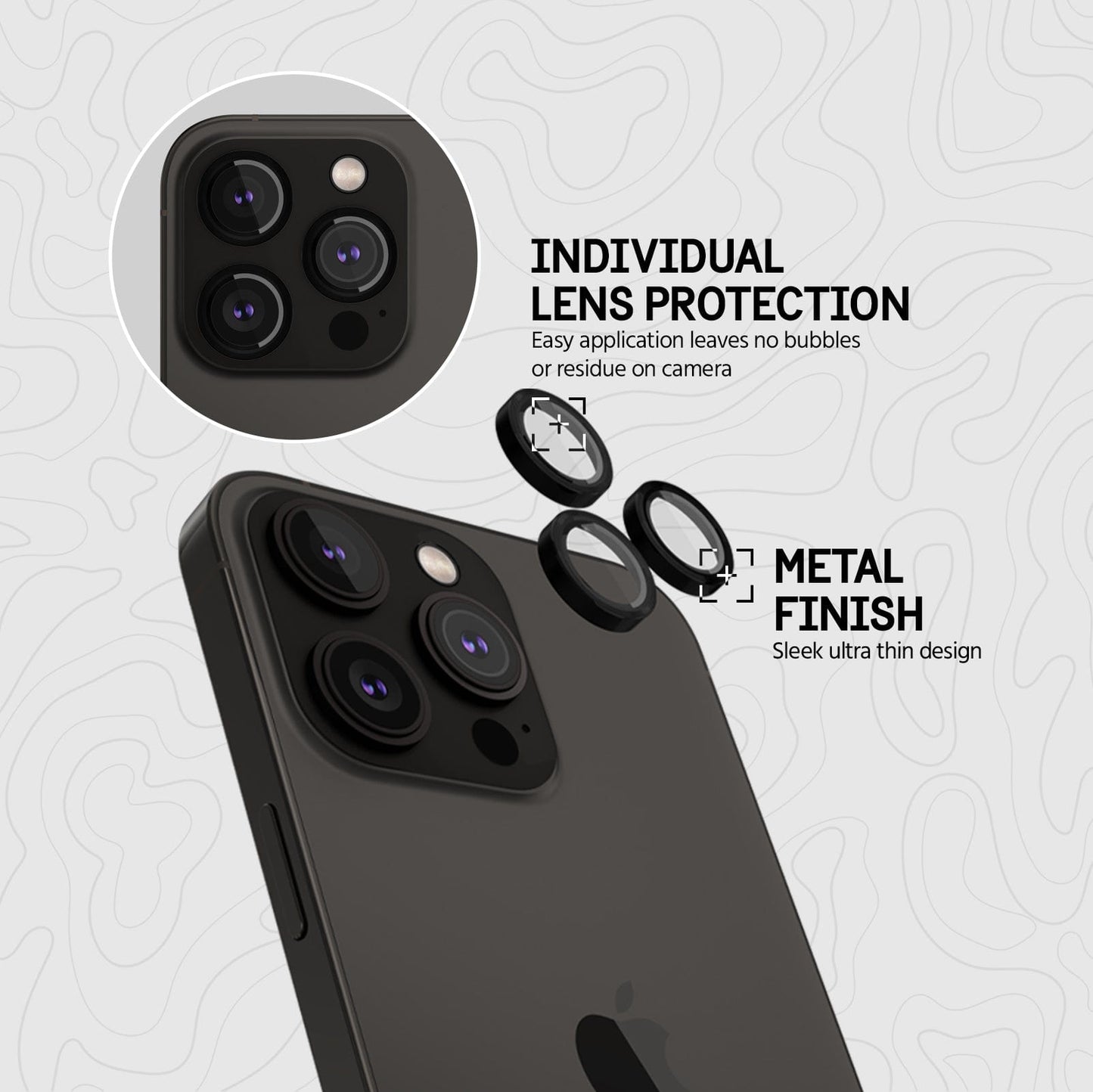 Pelican Aluminum Ring Camera Lens Protector (Black) - iPhone 14 Pro / 14 Pro Max